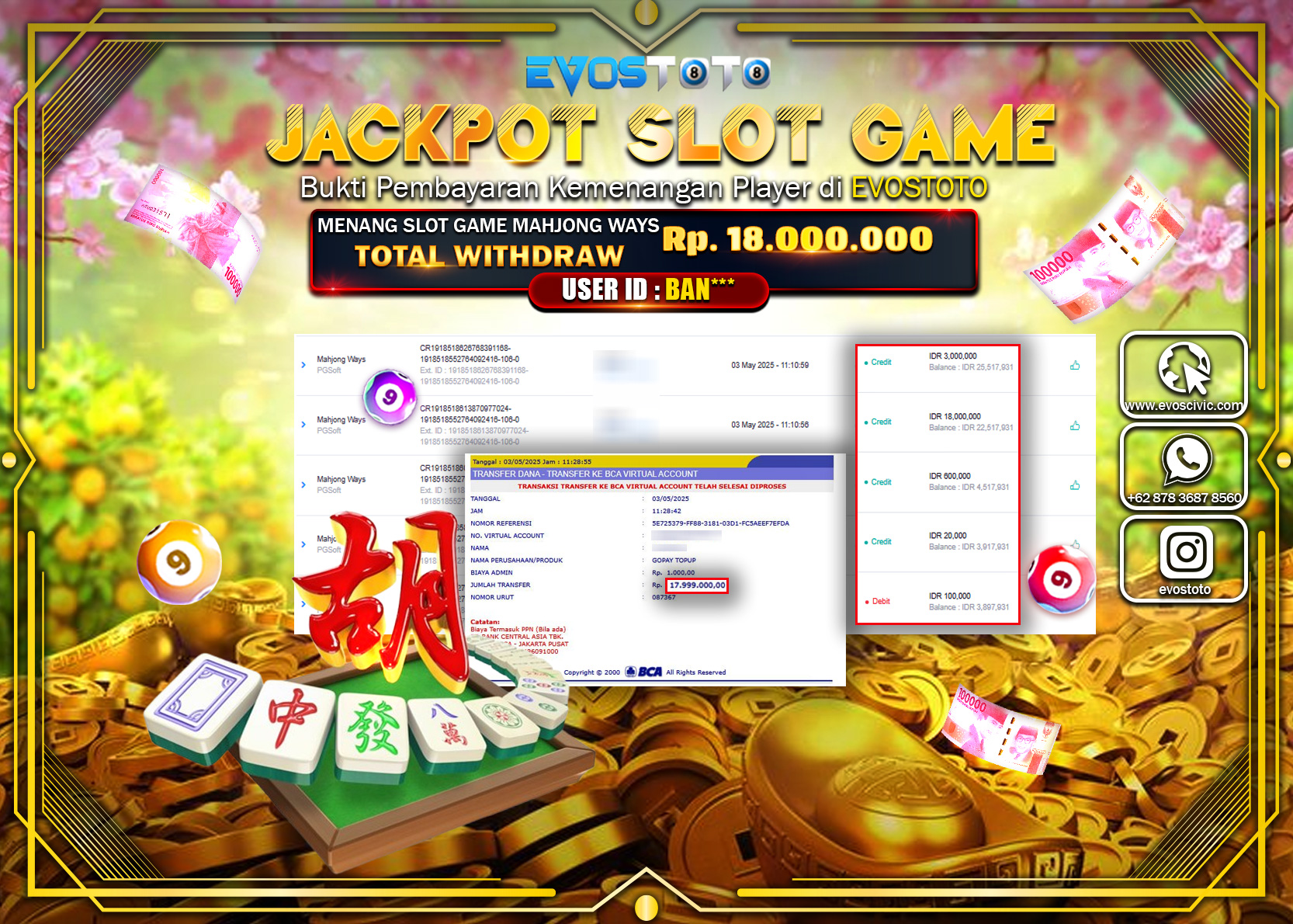 PEMBAYARAN JACKPOT SLOT MAHJONG WAYS Rp.Rp.18.000.000 DI BAYAR LANGSUNG !