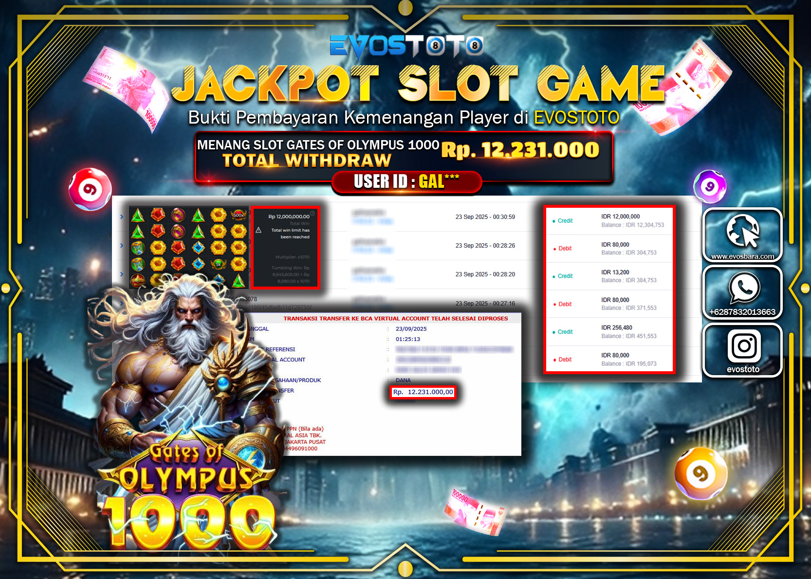PEMBAYARAN JACKPOT SLOT GATES OF OLYMPUS 1000 Rp12.231.000 DI BAYAR LANGSUNG !