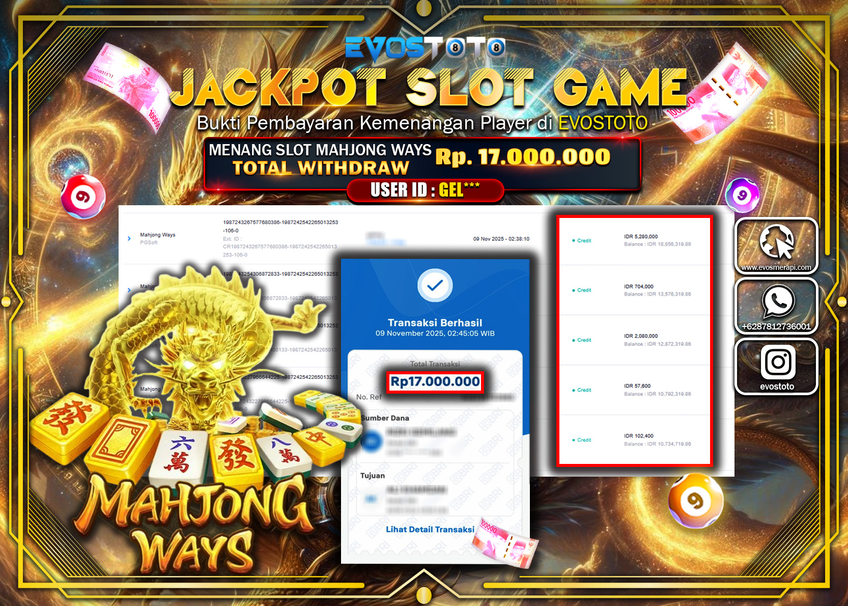 PEMBAYARAN JACKPOT SLOT MAHJONG WAYS Rp17.000.000 DI BAYAR LANGSUNG !