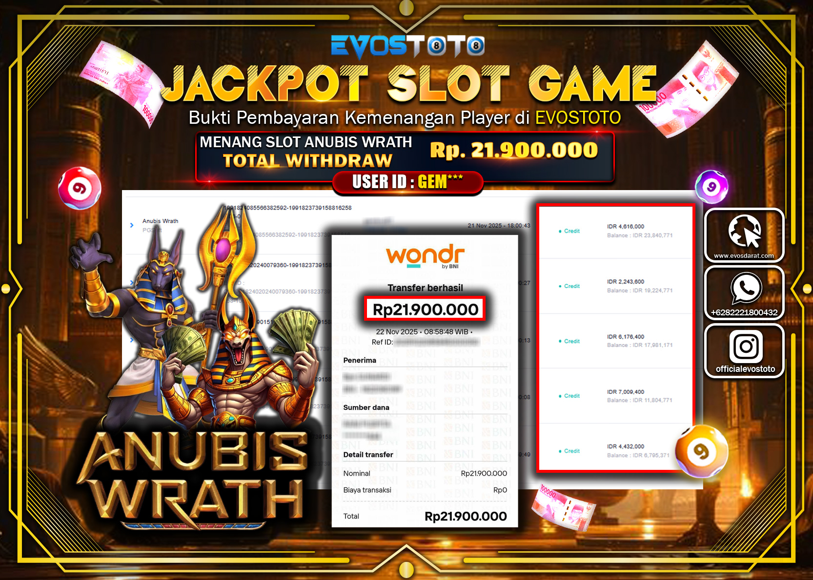 PEMBAYARAN JACKPOT SLOT ANUBIS WRATH Rp.21.900.000 DI BAYAR LANGSUNG !
