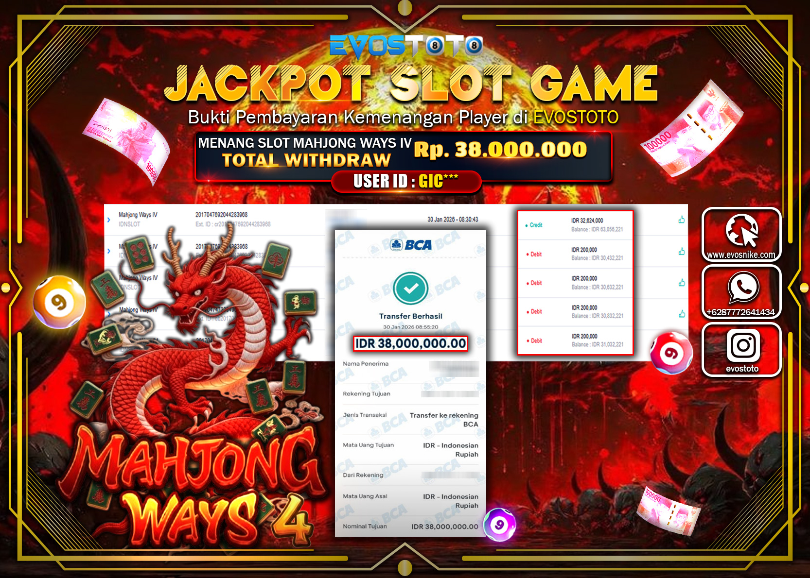 PEMBAYARAN JACKPOT SLOT MAHJONG WAYS IV Rp.38.000.000 DI BAYAR LANGSUNG !