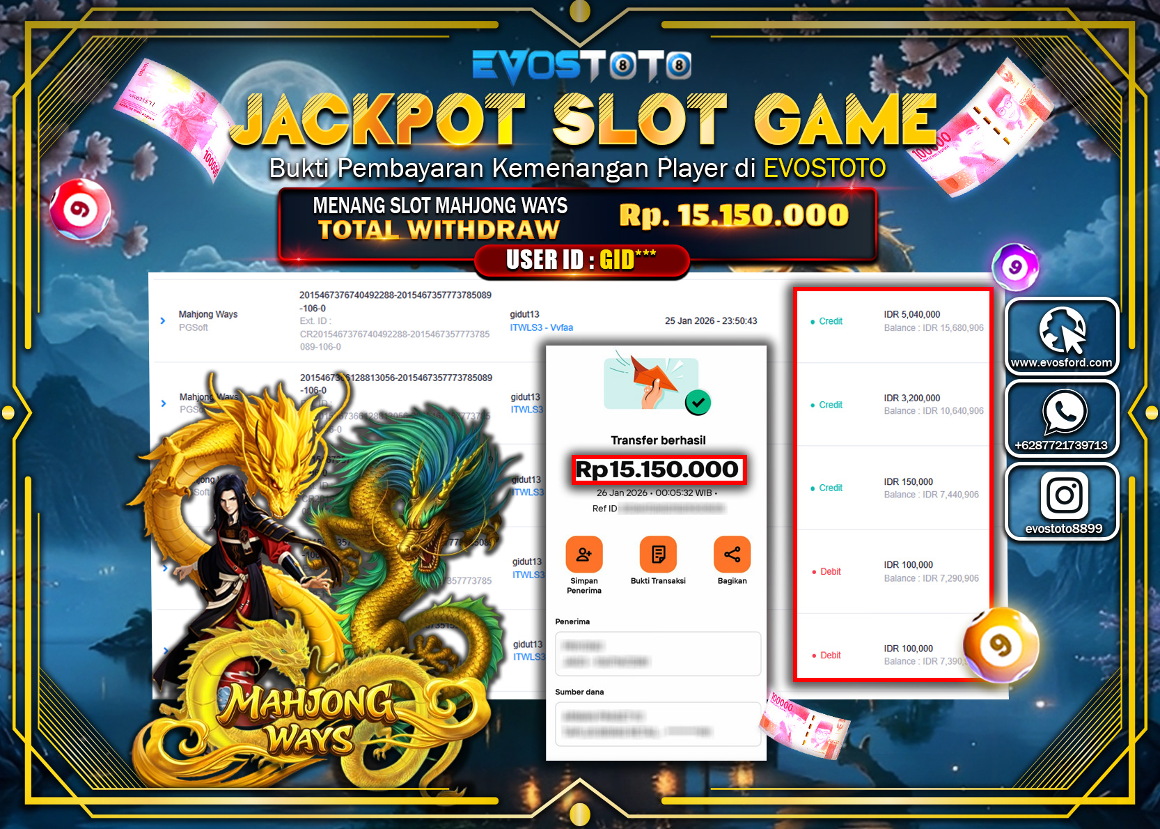 PEMBAYARAN JACKPOT SLOT MAHJONG WAYS  Rp.15.150.000 DI BAYAR LANGSUNG !