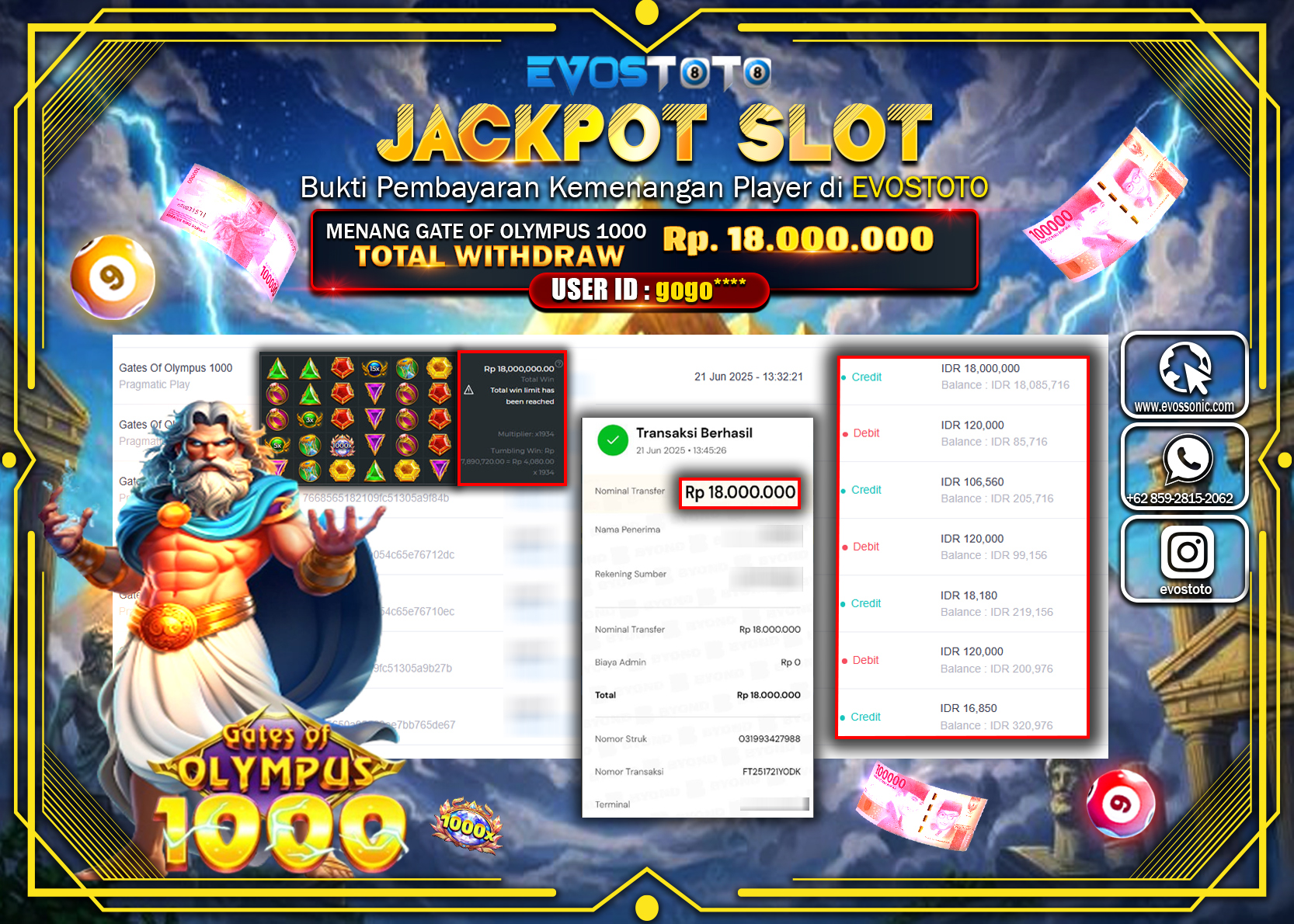 PEMBAYARAN JACKPOT SLOT GATE OLYMPUS 1000 RP18.000.000 DI BAYAR LANGSUNG !