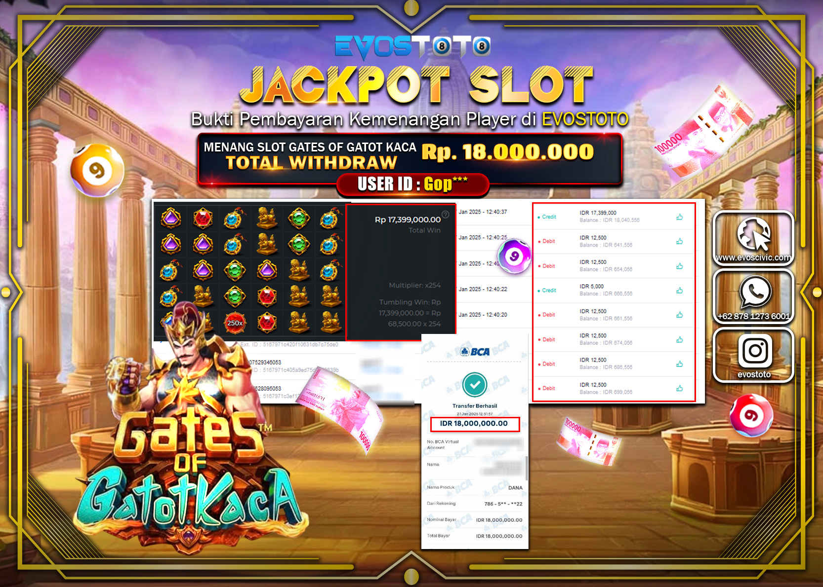 PEMBAYARAN JACKPOT SLOT GATES OF GATOT KACA Rp.18.000.000 DI BAYAR LANGSUNG !