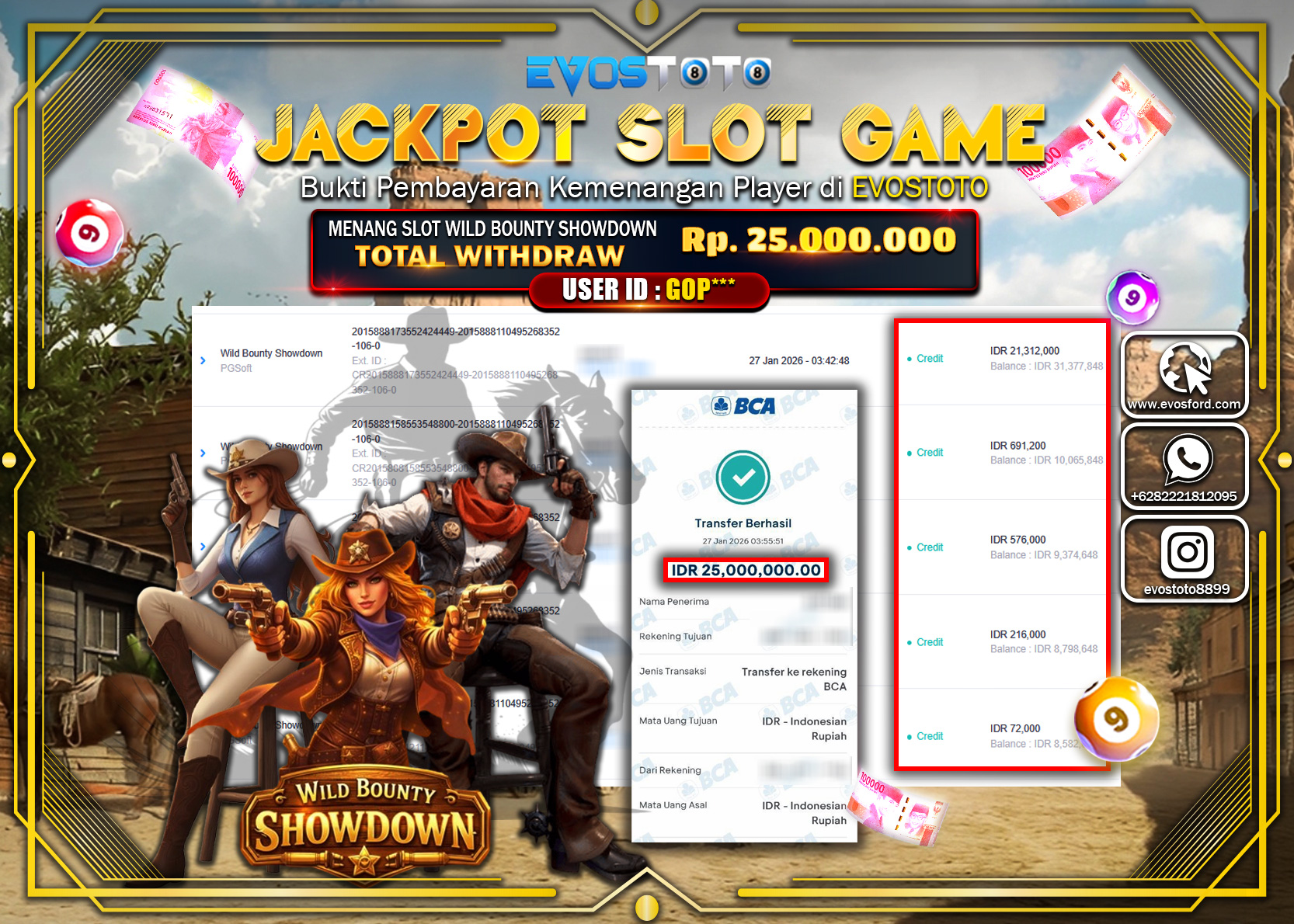 PEMBAYARAN JACKPOT SLOT WILD BOUNTY SHOWDOWN Rp.25.000.000 DI BAYAR LANGSUNG !