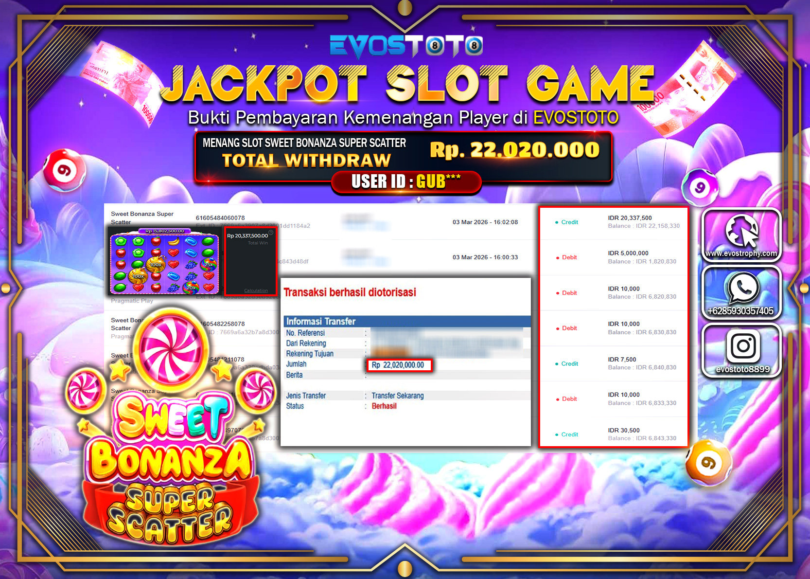 PEMBAYARAN JACKPOT SLOT SWEET BONANZA SUPER SCATTER Rp.22.020.000 DI BAYAR LANGSUNG !