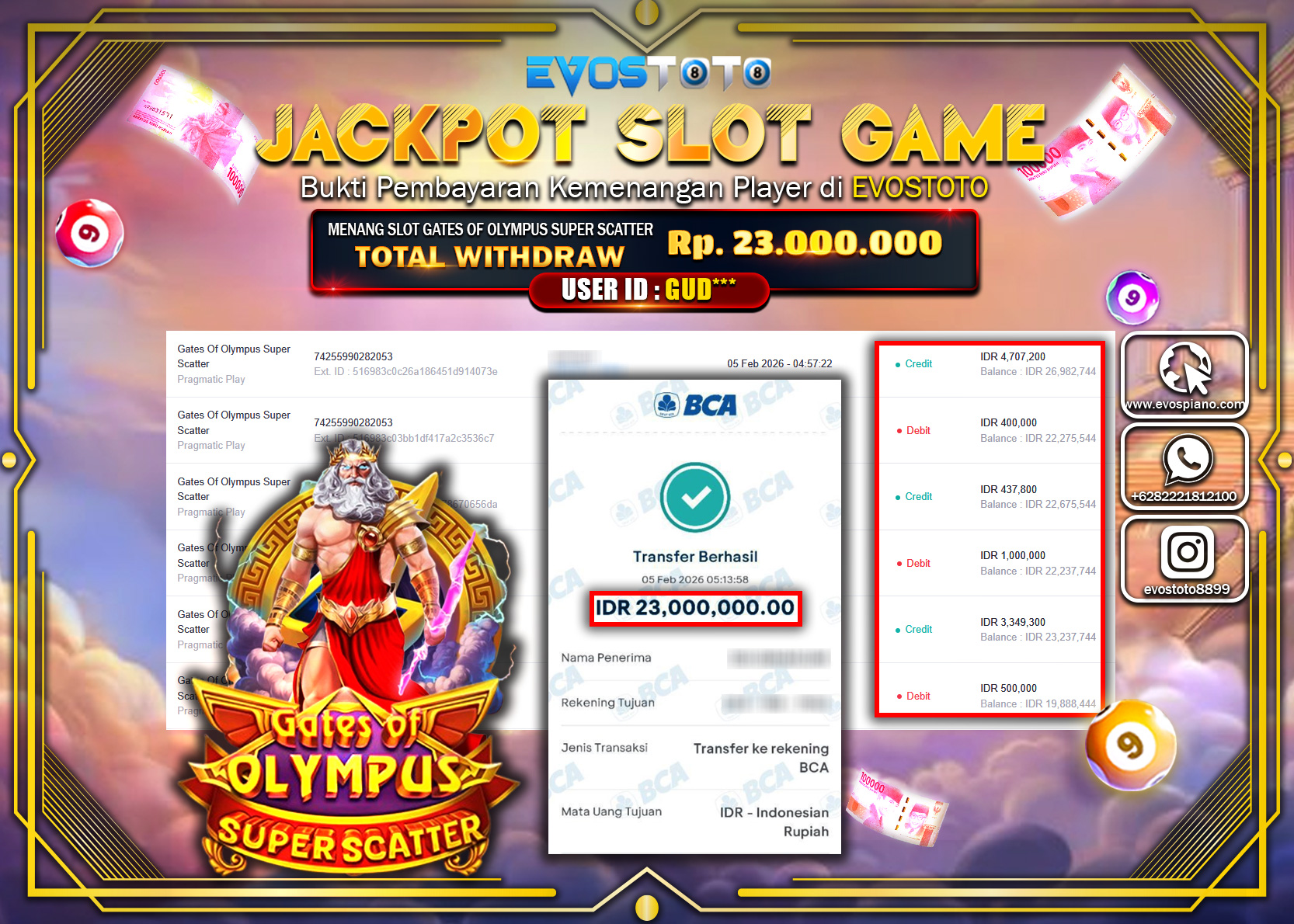 PEMBAYARAN JACKPOT SLOT GATES OF OLYMPUS SUPER SCATTER Rp.23.000.000 DI BAYAR LANGSUNG !
