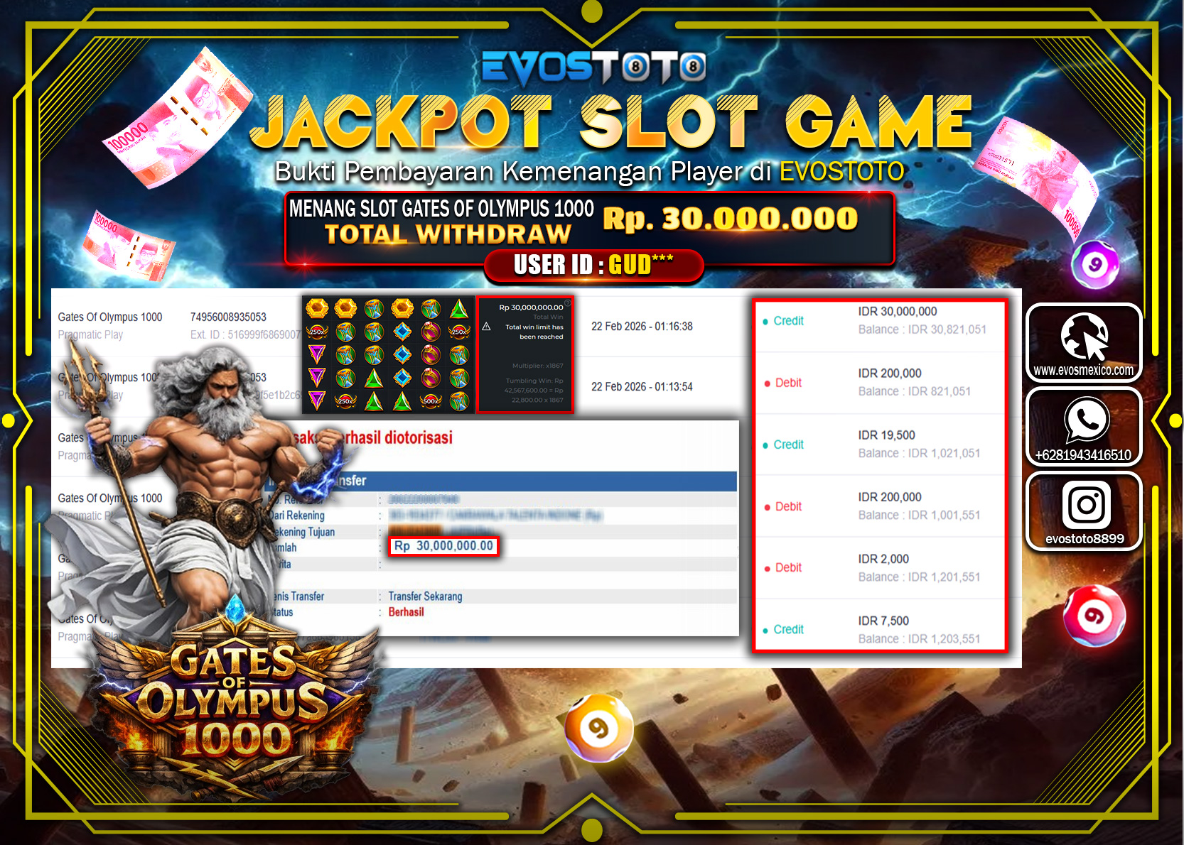 PEMBAYARAN JACKPOT SLOT GATES OF OLYMPUS 1000 Rp.30.000.000 DI BAYAR LANGSUNG !