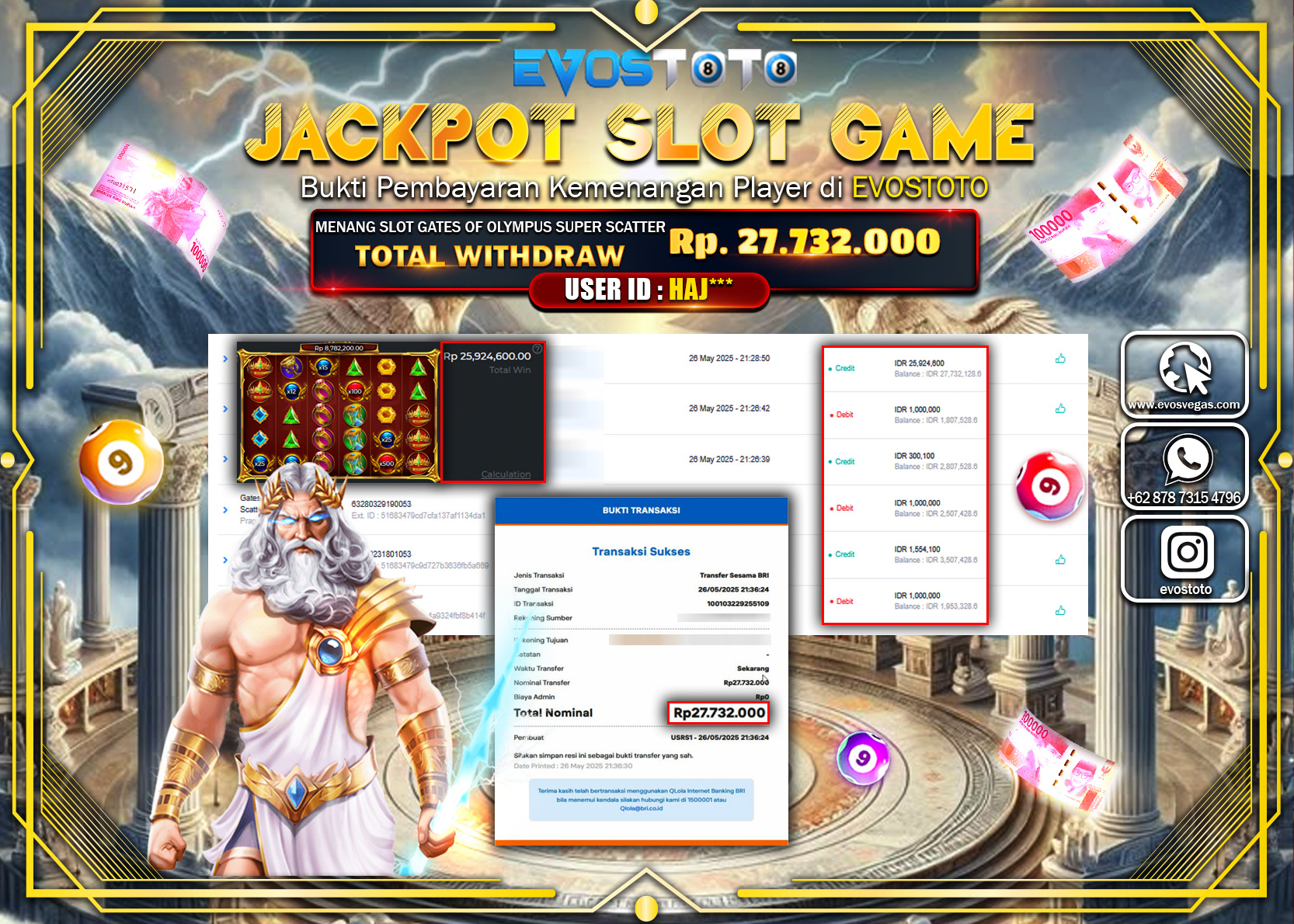 PEMBAYARAN JACKPOT SLOT GATES OF OLYMPUS SUPER SCATTER Rp27.732.000 DI BAYAR LANGSUNG !