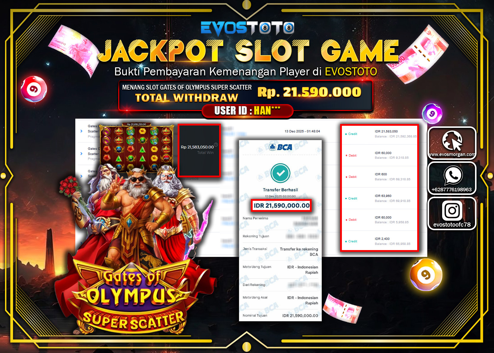 PEMBAYARAN JACKPOT SLOT GATES OLYMPUS SUPER SCATTER Rp.21.590.000 DI BAYAR LANGSUNG !