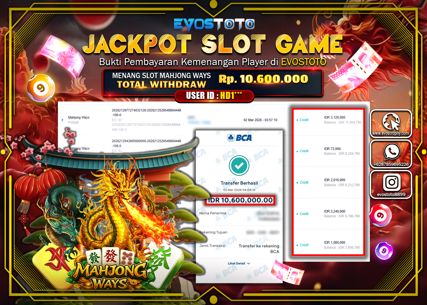 PEMBAYARAN JACKPOT SLOT MAHJONG WAYS Rp.10.600.000 DI BAYAR LANGSUNG !
