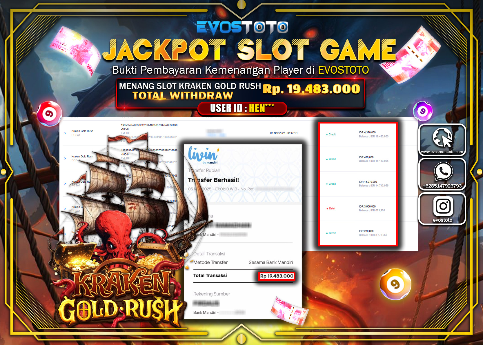 PEMBAYARAN JACKPOT SLOT KRAKEN GOLD RUSH Rp19.483.000 DI BAYAR LANGSUNG !