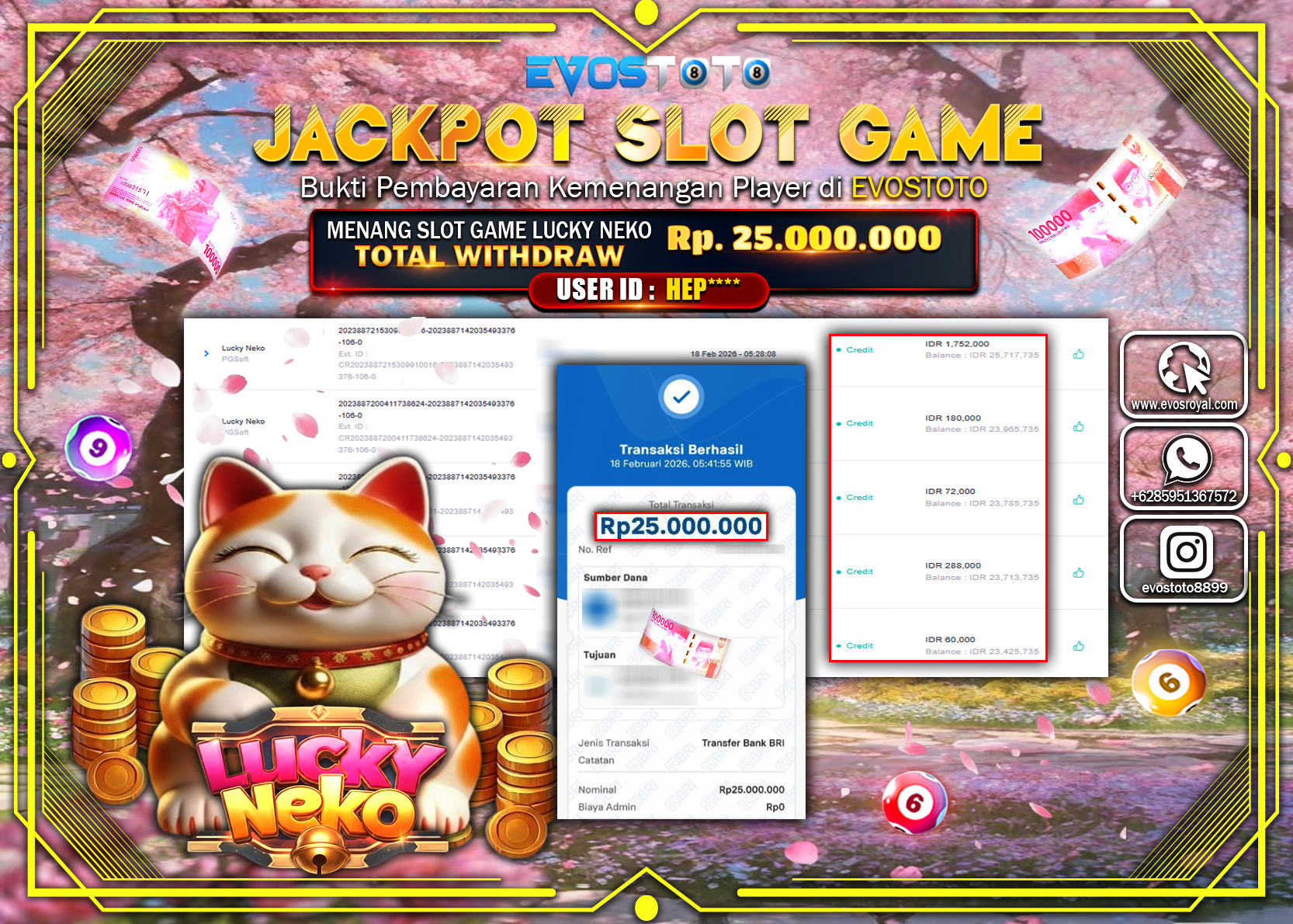 PEMBAYARAN JACKPOT SLOT LUCKY NEKO Rp.25.000.000 DI BAYAR LANGSUNG !