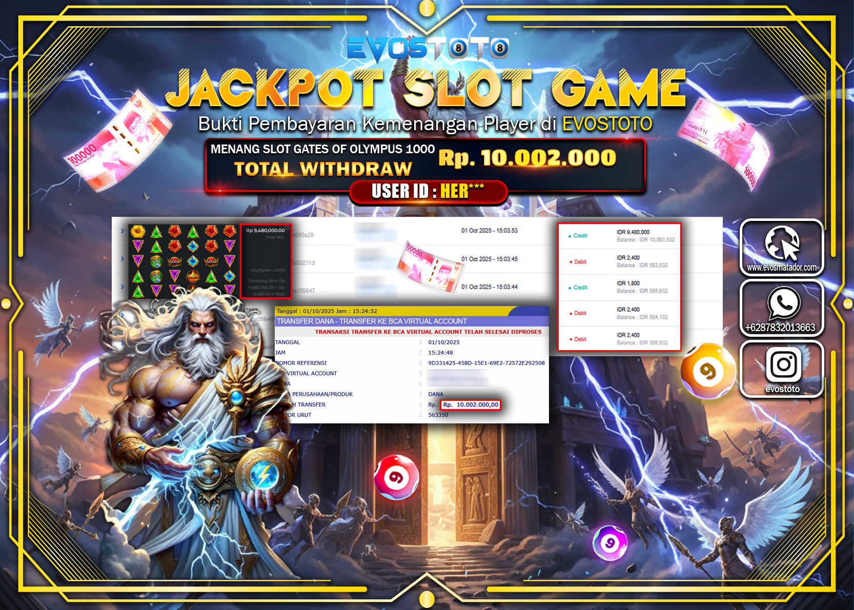 PEMBAYARAN JACKPOT SLOT GATES OF OLYMPUS 1000  Rp10.002.000 DI BAYAR LANGSUNG !