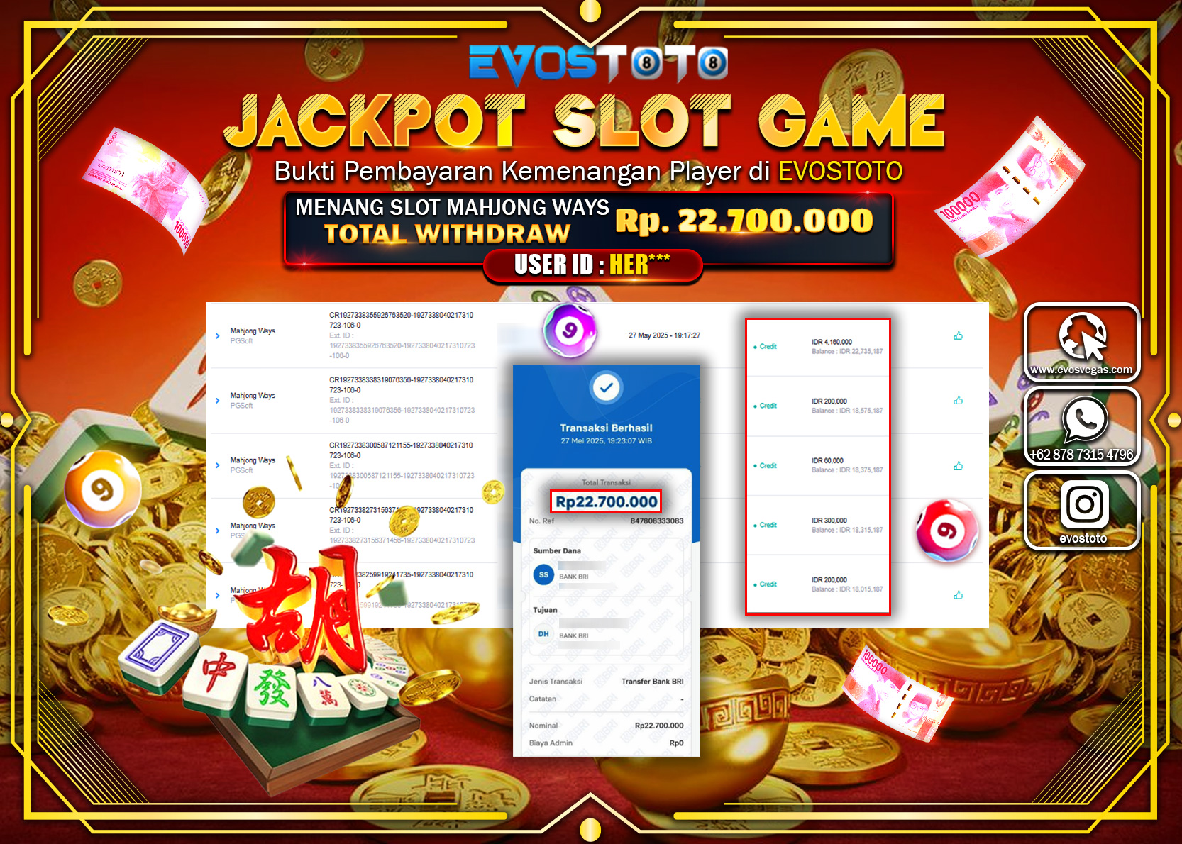 PEMBAYARAN JACKPOT SLOT MAHJONG WAYS Rp22.700.000 DI BAYAR LANGSUNG !