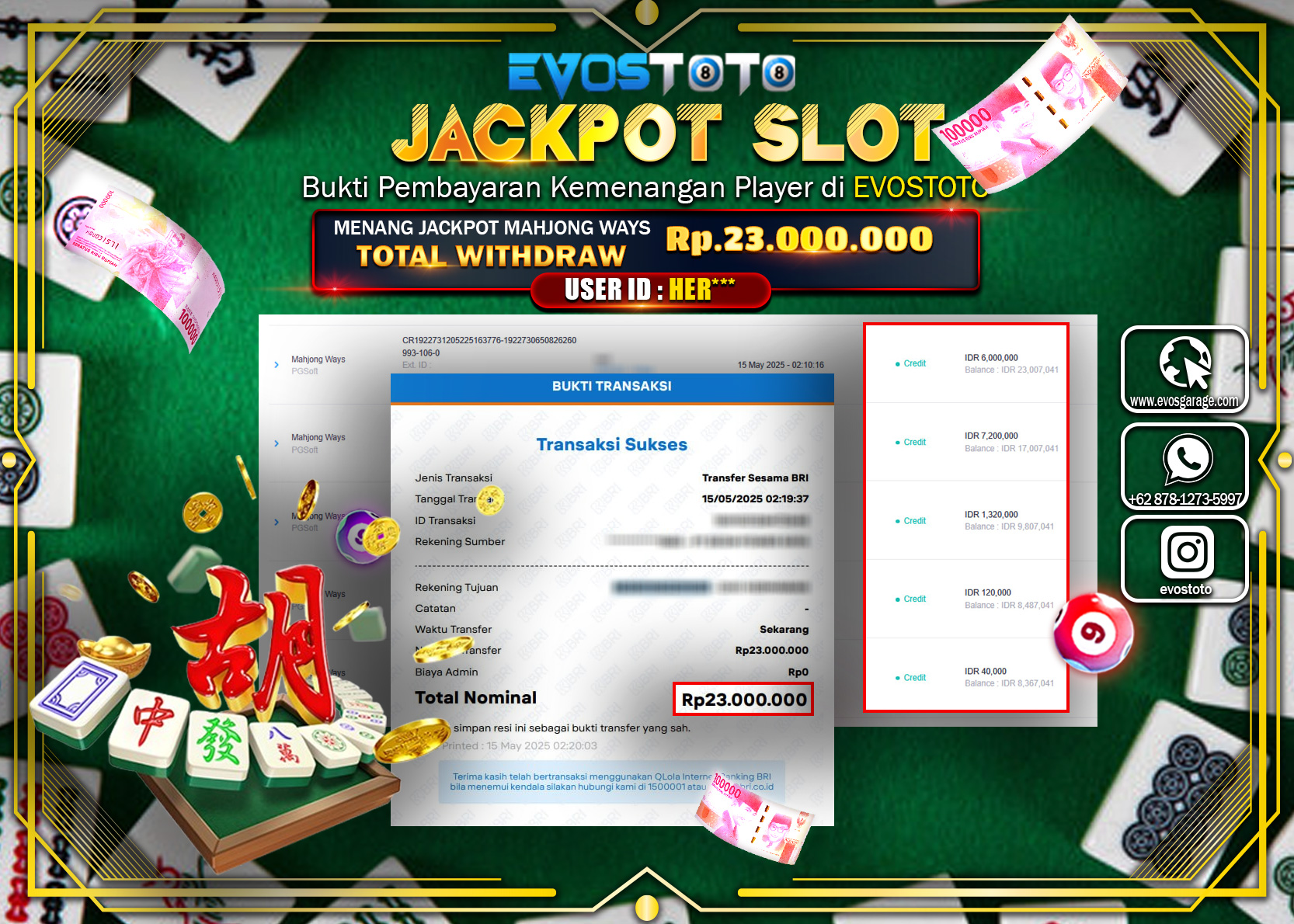 PEMBAYARAN JACKPOT SLOT MAHJONG WAYS 2  Rp23.000.000 DI BAYAR LANGSUNG !