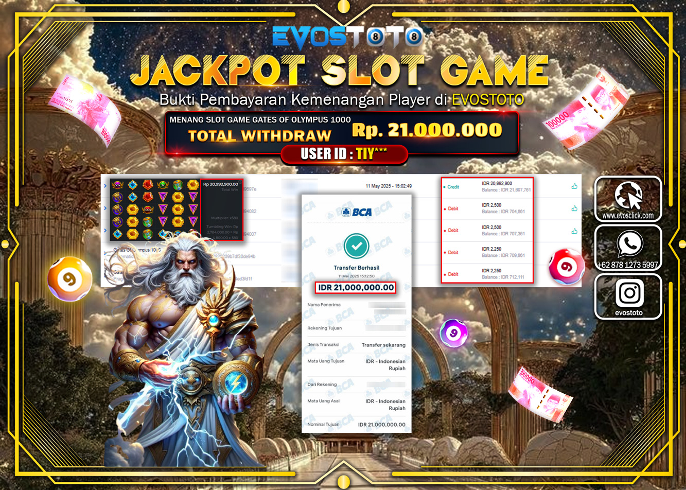 PEMBAYARAN JACKPOT SLOT GATES OF OLYMPUS 1000 Rp21.000.000 DI BAYAR LANGSUNG !