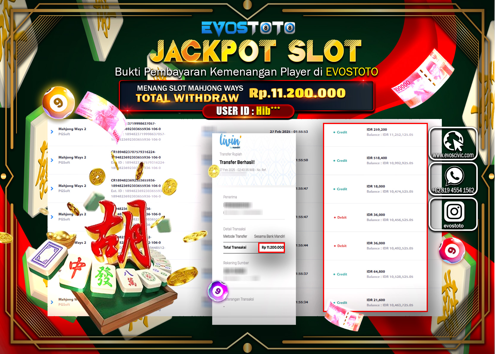 PEMBAYARAN JACKPOT SLOT MAHJJONG WAYS 2 Rp.11.200.000 DI BAYAR LANGSUNG !