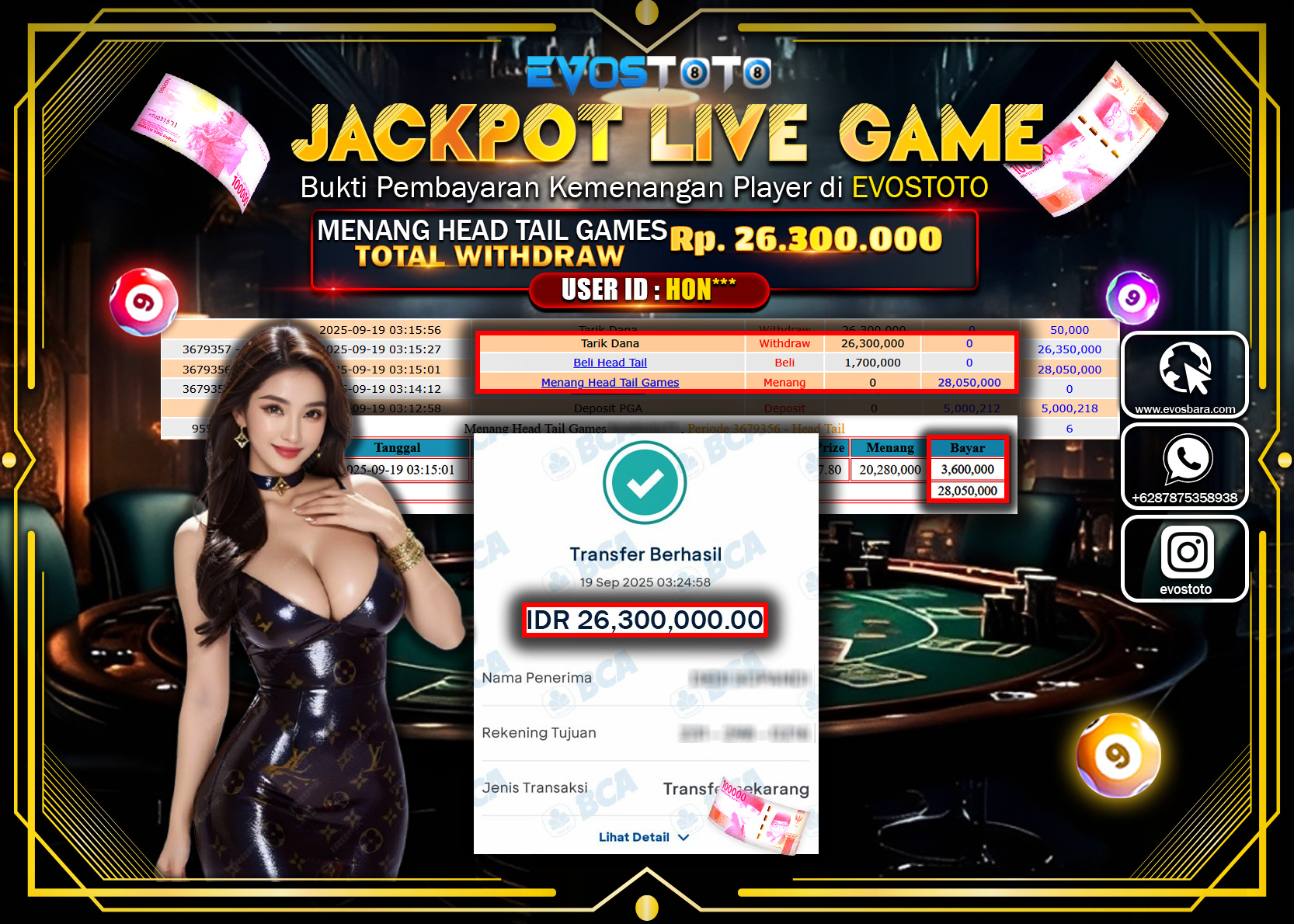 PEMBAYARAN JACKPOT LIVE GAME HEAD TAIL GAMES Rp26.300.000 DI BAYAR LANGSUNG !