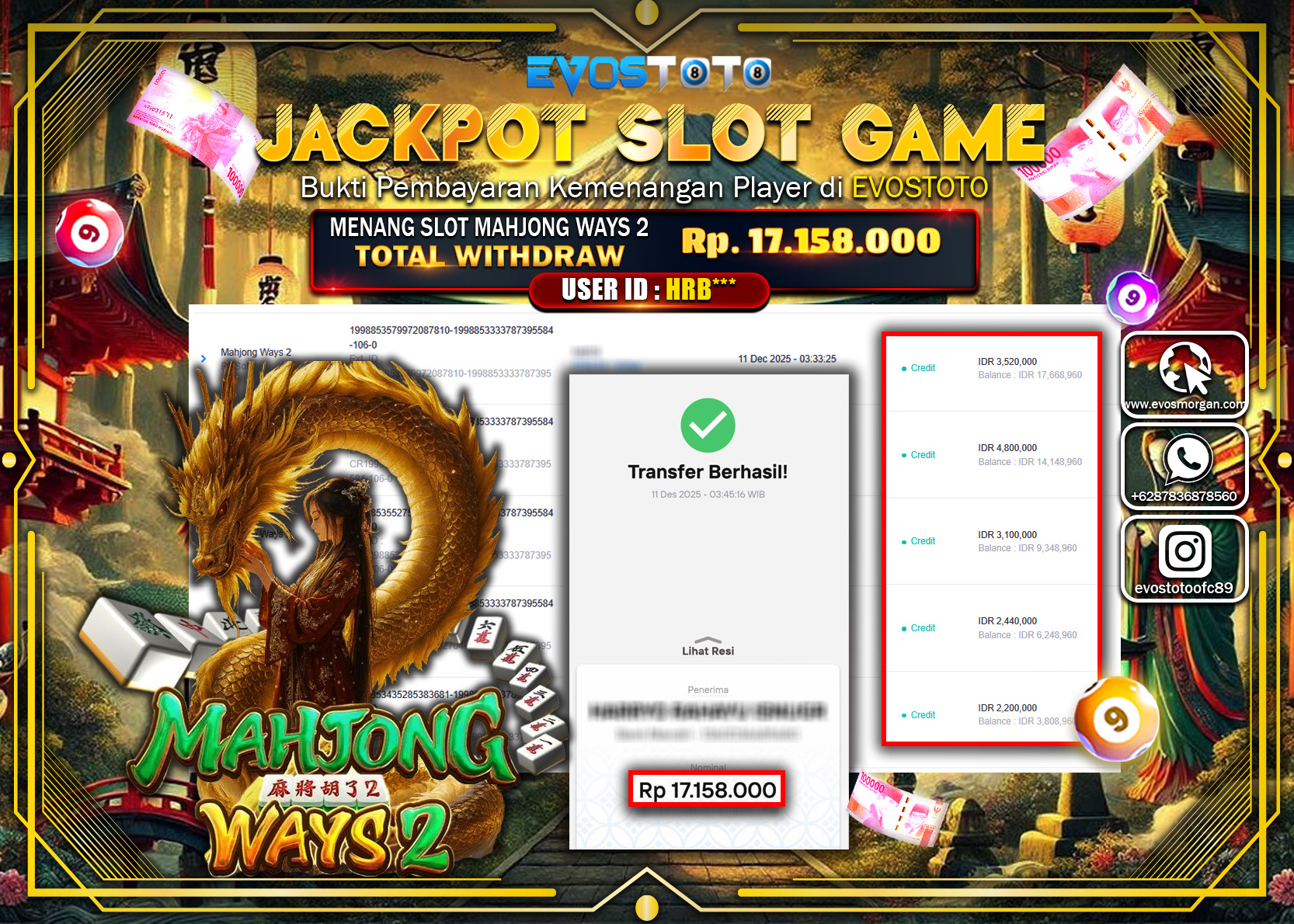 PEMBAYARAN JACKPOT SLOT MAHJONG WAYS 2 Rp.17.158.000 DI BAYAR LANGSUNG !