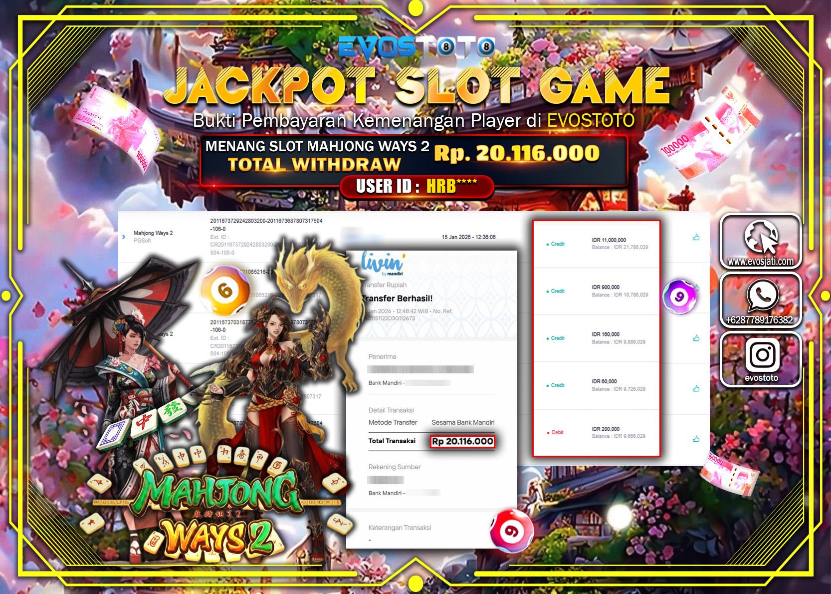 PEMBAYARAN JACKPOT SLOT MAHJONG WAYS 2 Rp.20.116.000 DI BAYAR LANGSUNG !