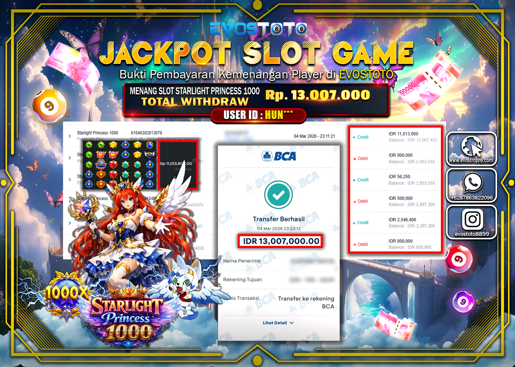 PEMBAYARAN JACKPOT SLOT STARLIGHT PRINCESS 1000 Rp.13.007.000 DI BAYAR LANGSUNG !