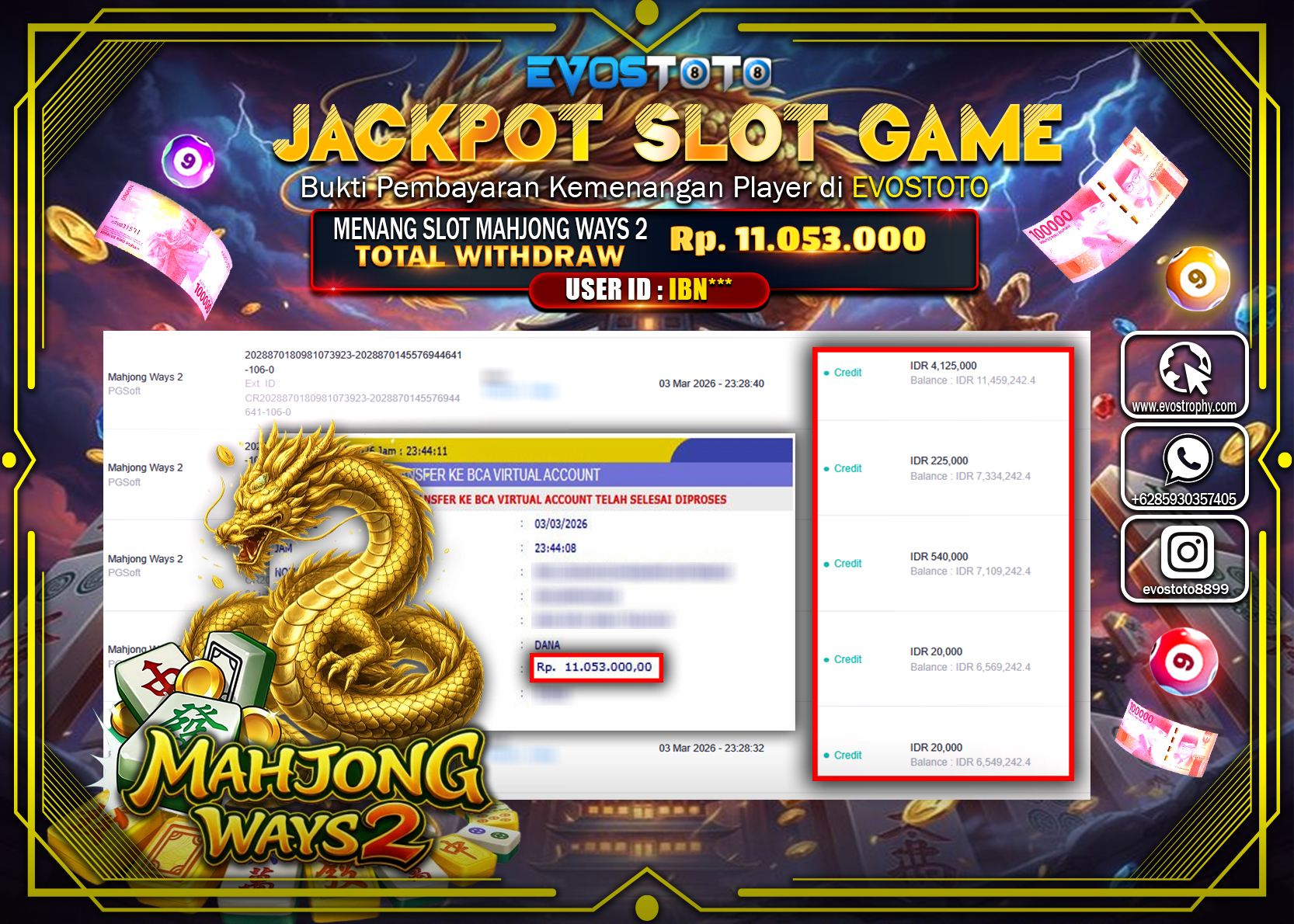 PEMBAYARAN JACKPOT SLOT MAHJONG WAYS 2 Rp.11.053.000 DI BAYAR LANGSUNG !