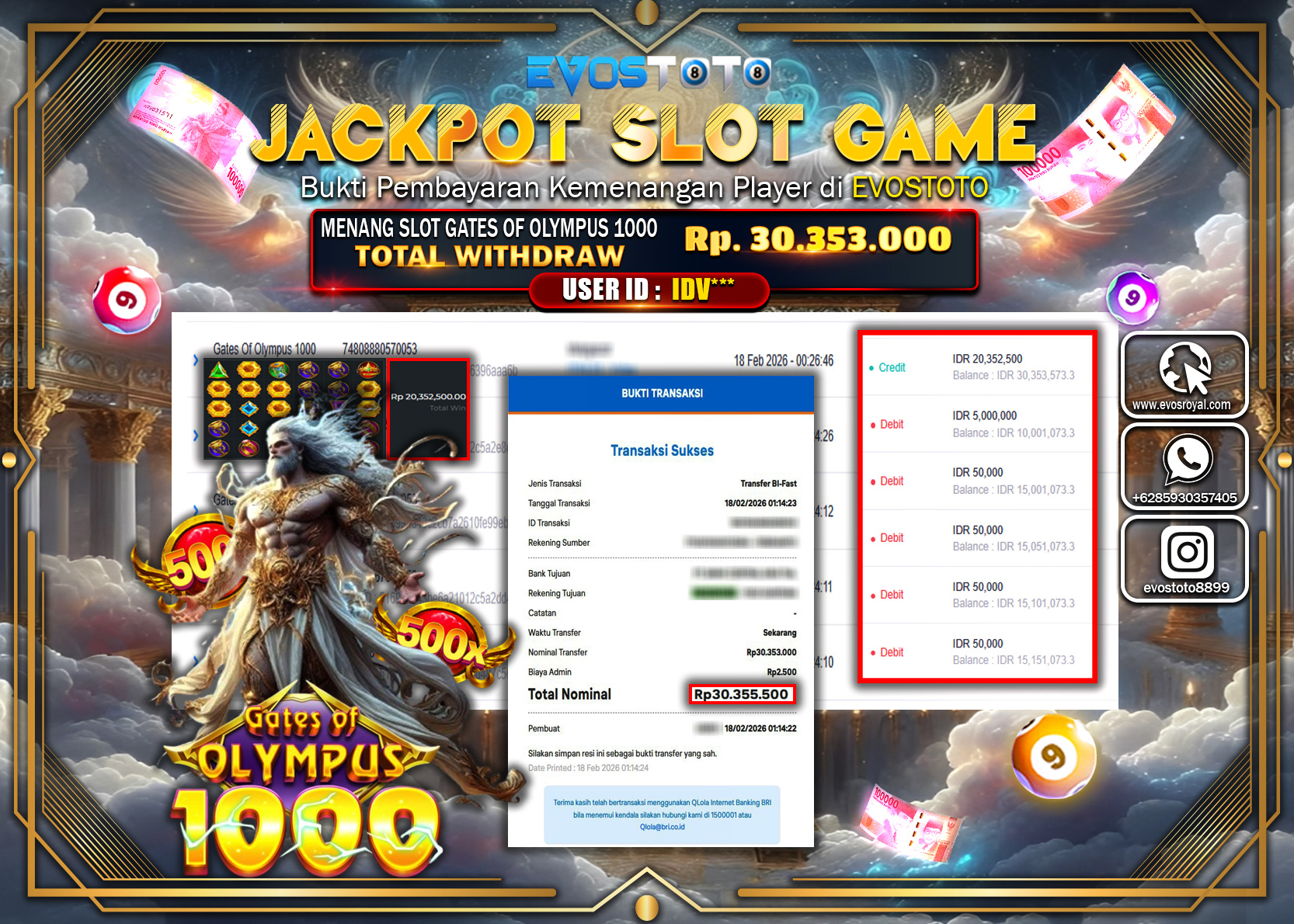 PEMBAYARAN JACKPOT SLOT GATES OF OLYMPUS 1000 Rp.30.353.000 DI BAYAR LANGSUNG !