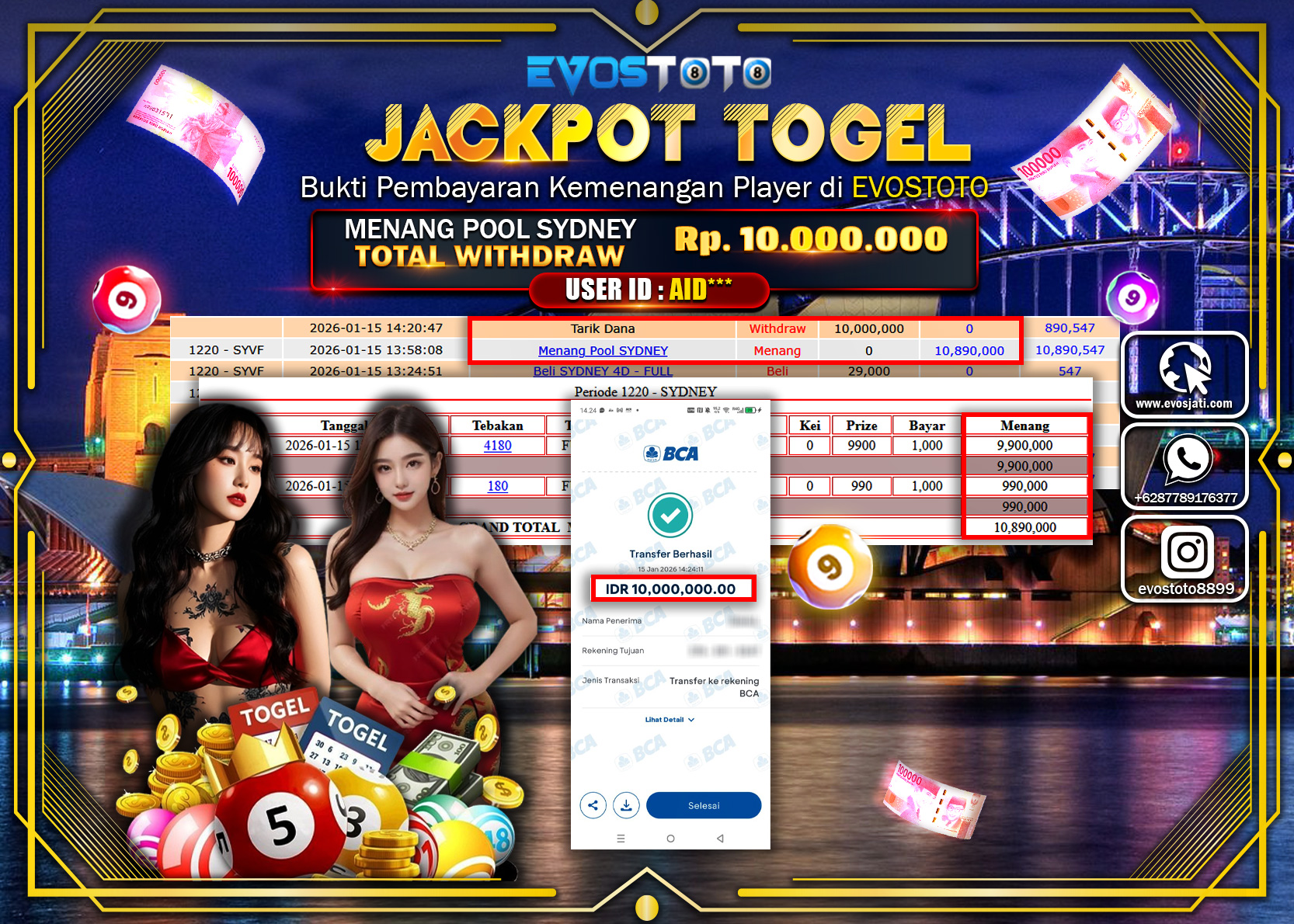 PEMBAYARAN JACKPOT TOGEL SYDNEY LOTTO Rp.10.000.000 DI BAYAR LANGSUNG !