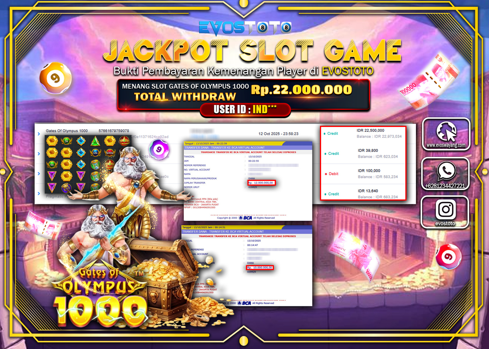 PEMBAYARAN JACKPOT SLOT GATES OF OLYMPUS 1000  Rp22.000.000 DI BAYAR LANGSUNG !