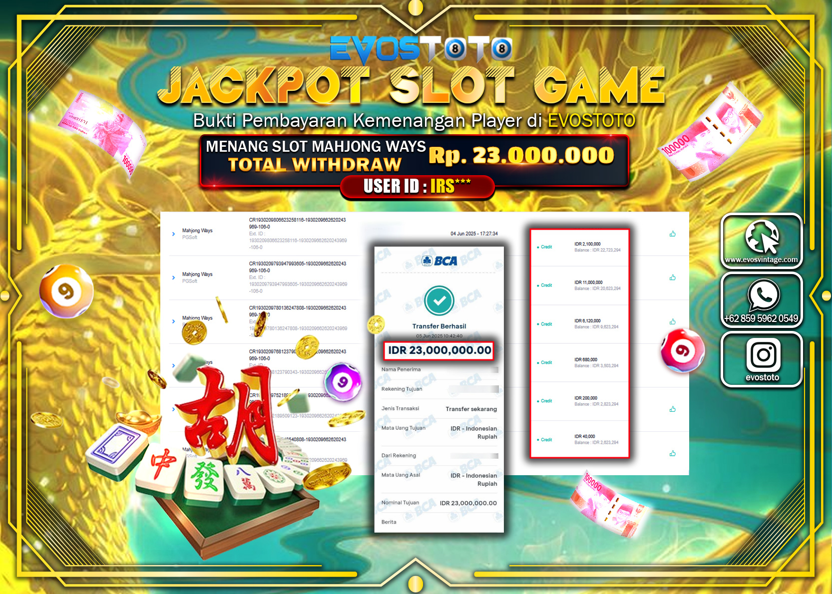 PEMBAYARAN JACKPOT SLOT MAHJONG WAYS  Rp23.000.000 DI BAYAR LANGSUNG !