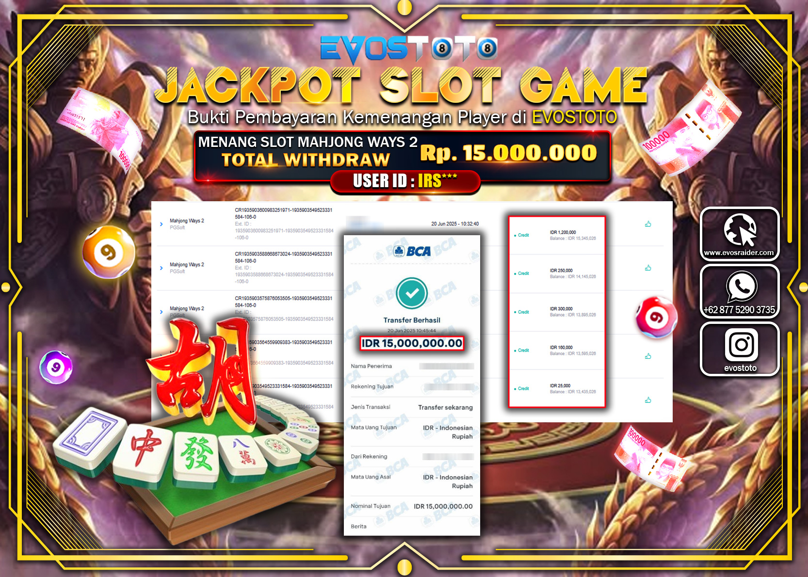 PEMBAYARAN JACKPOT SLOT MAHJONG WAYS 2 15.000.000 DI BAYAR LANGSUNG !