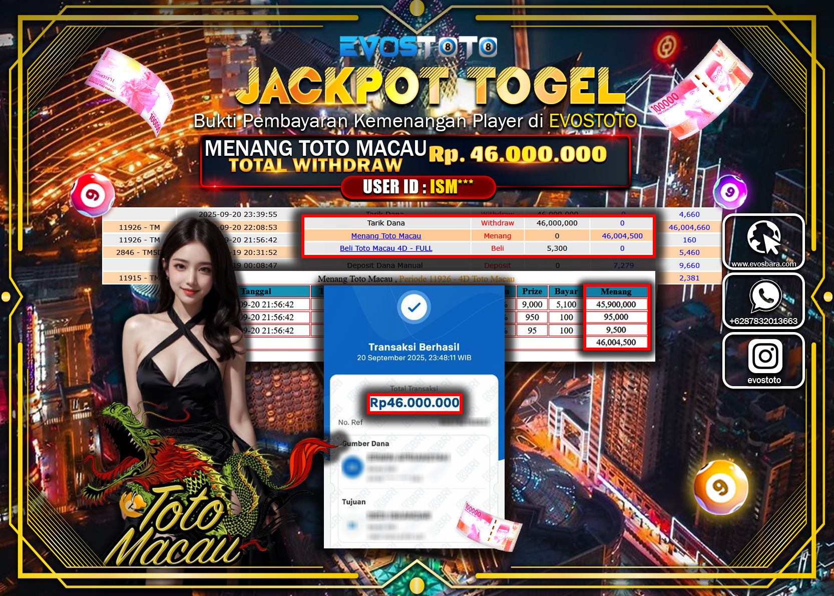 PEMBAYARAN JACKPOT TOGEL TOTO MACAU Rp46.000.000 DI BAYAR LANGSUNG !
