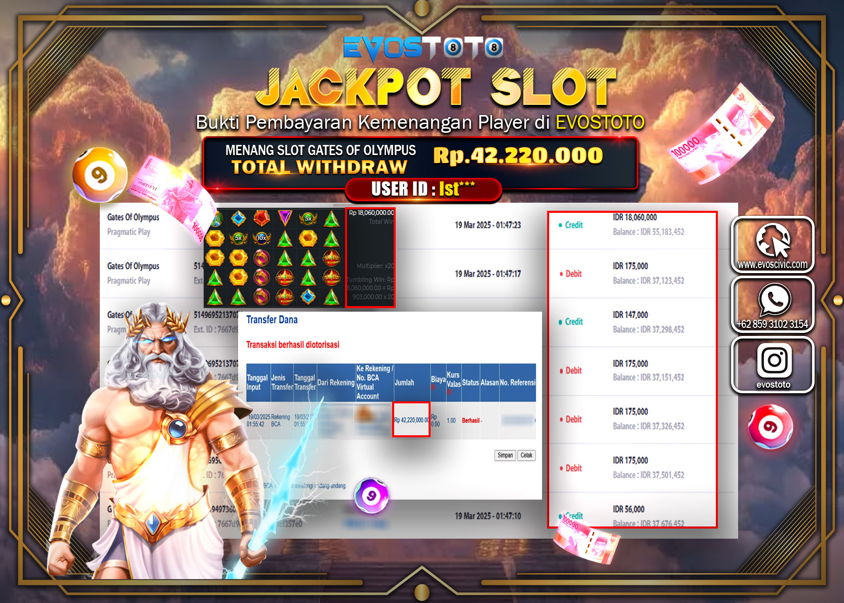 PEMBAYARAN JACKPOT SLOT GATES OF OLYMPUS Rp.42.220.000 DI BAYAR LANGSUNG !