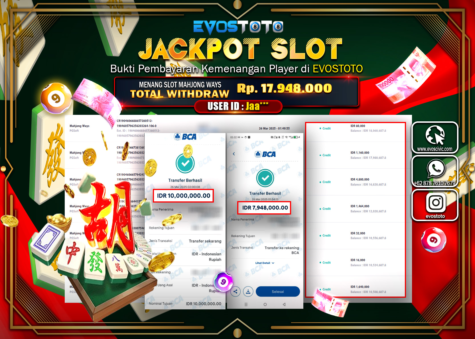 PEMBAYARAN JACKPOT SLOT MAHJJONG WAYS Rp.17.948.000 DI BAYAR LANGSUNG !