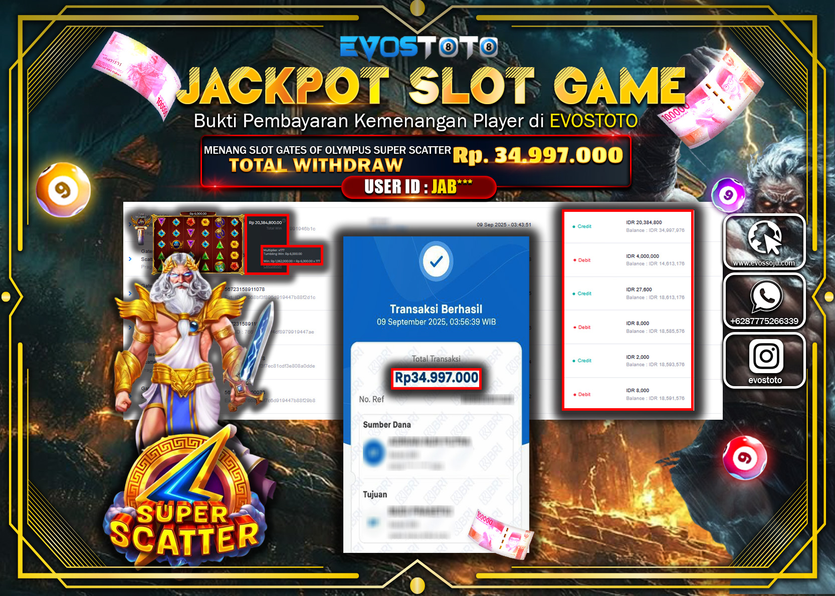 PEMBAYARAN JACKPOT SLOT GATES OF OLYMPUS SUPER SCATTER Rp34.997.000 DI BAYAR LANGSUNG !