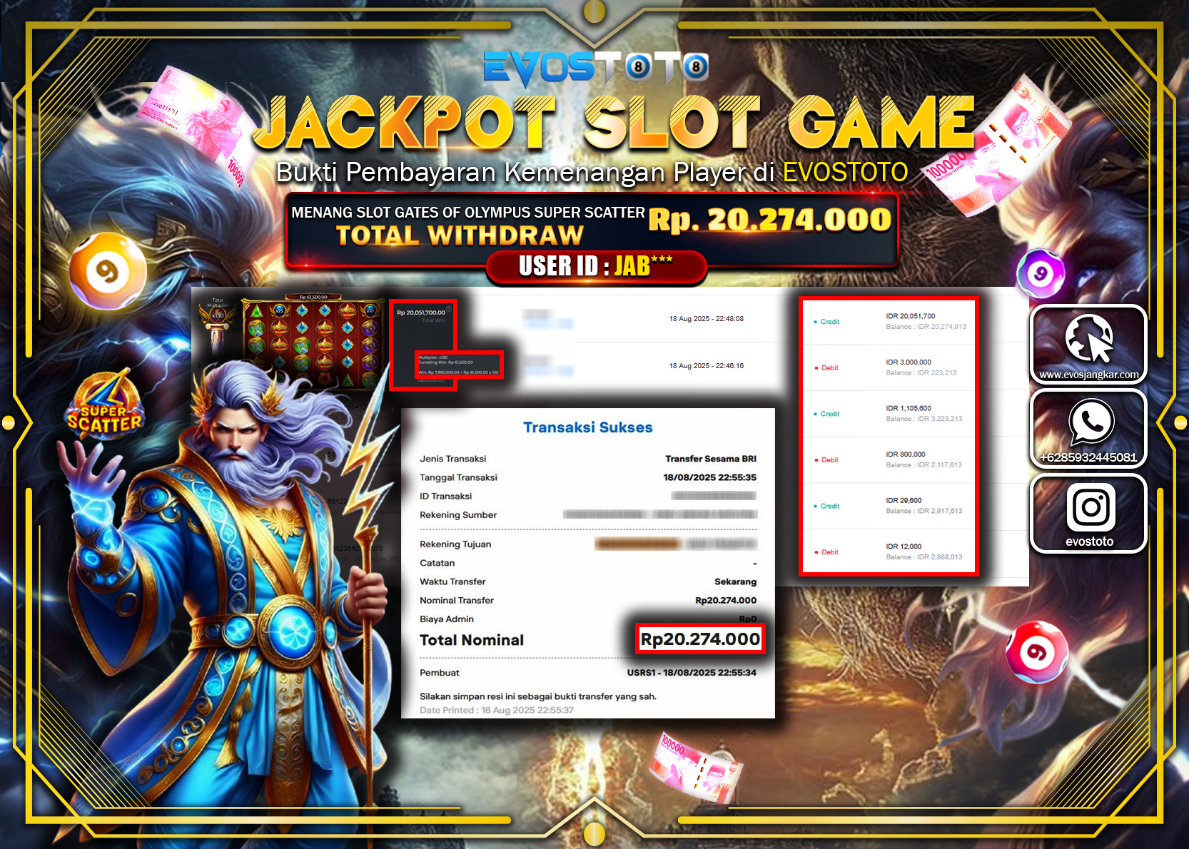 PEMBAYARAN JACKPOT SLOT GATES OF OLYMPUS SUPER SCATTER Rp20.274.000 DI BAYAR LANGSUNG !