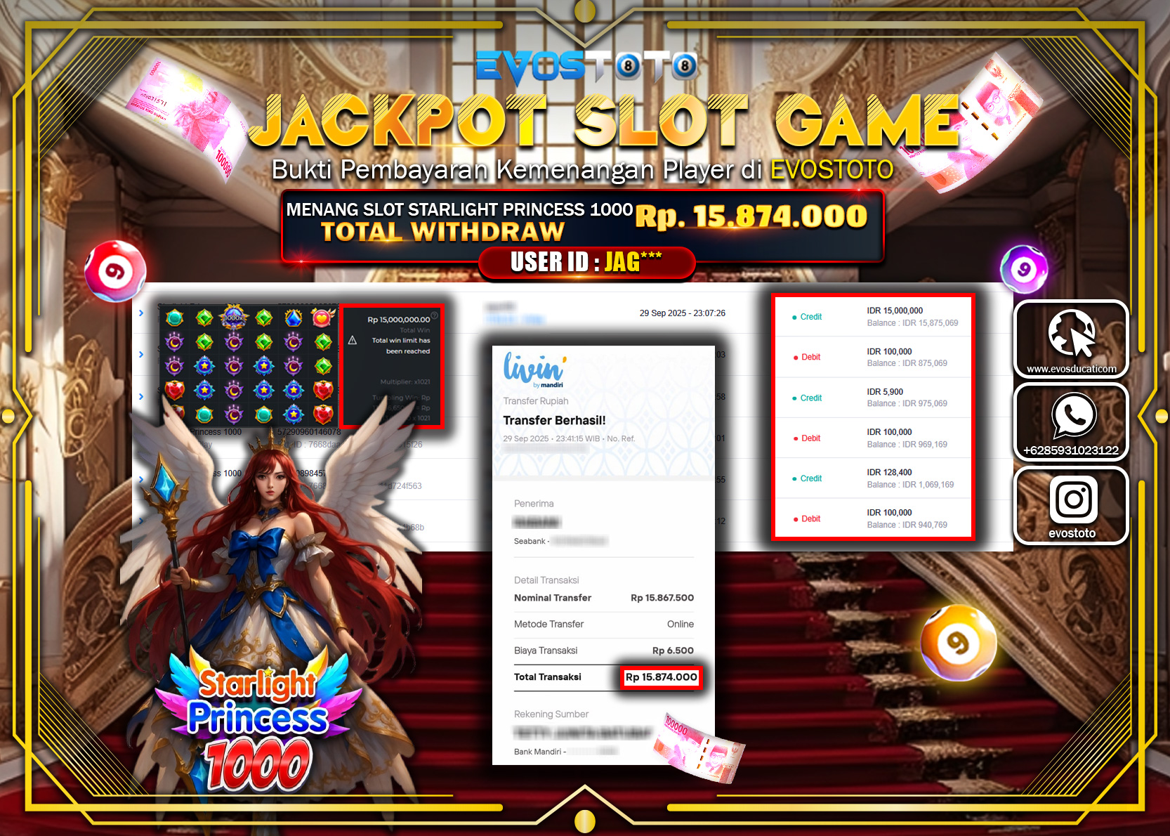 PEMBAYARAN JACKPOT SLOT STARLIGHT PRINCESS 1000 Rp15.874.000 DI BAYAR LANGSUNG !