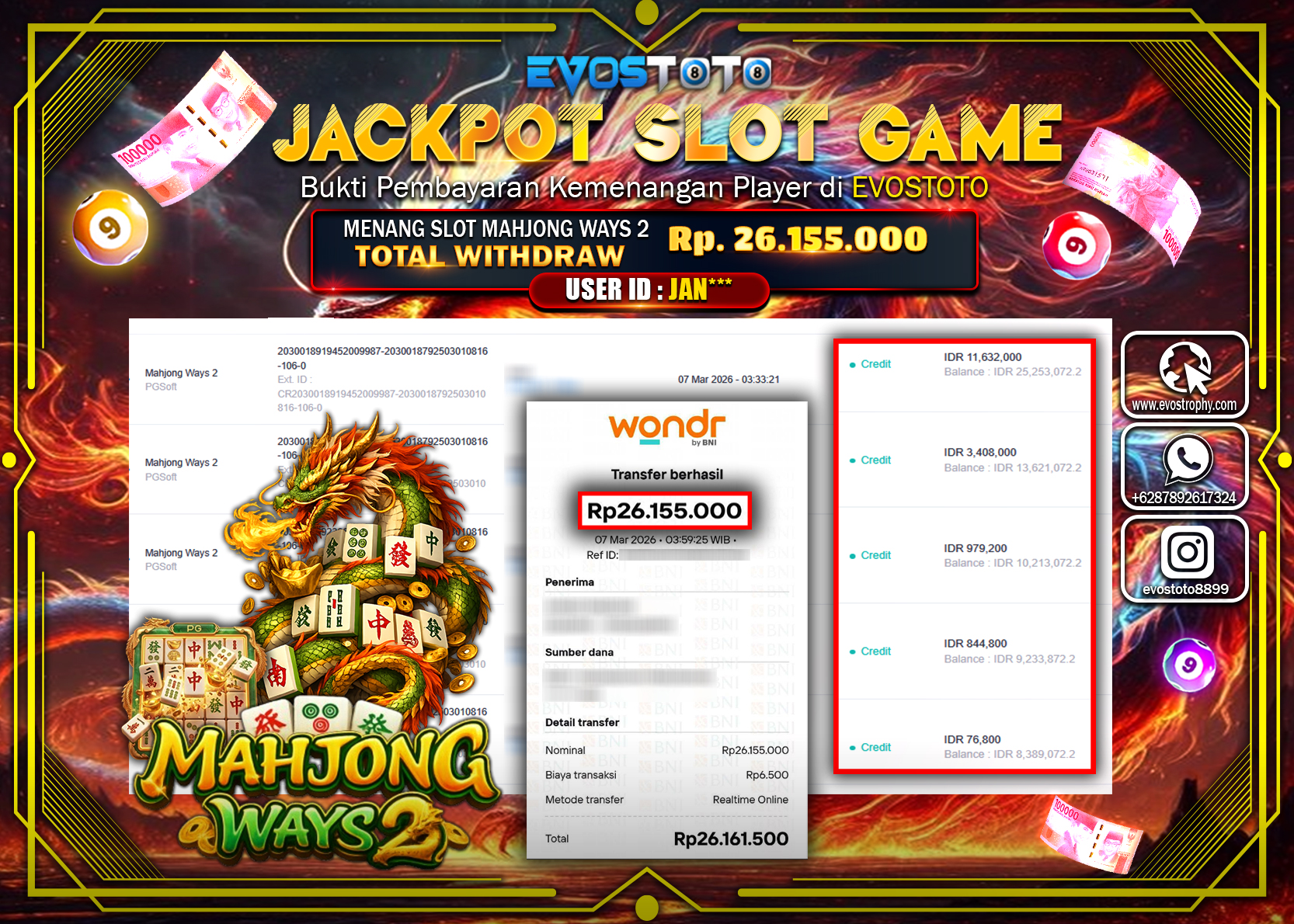 PEMBAYARAN JACKPOT SLOT MAHJONG WAYS 2 Rp.26.155.000 DI BAYAR LANGSUNG !