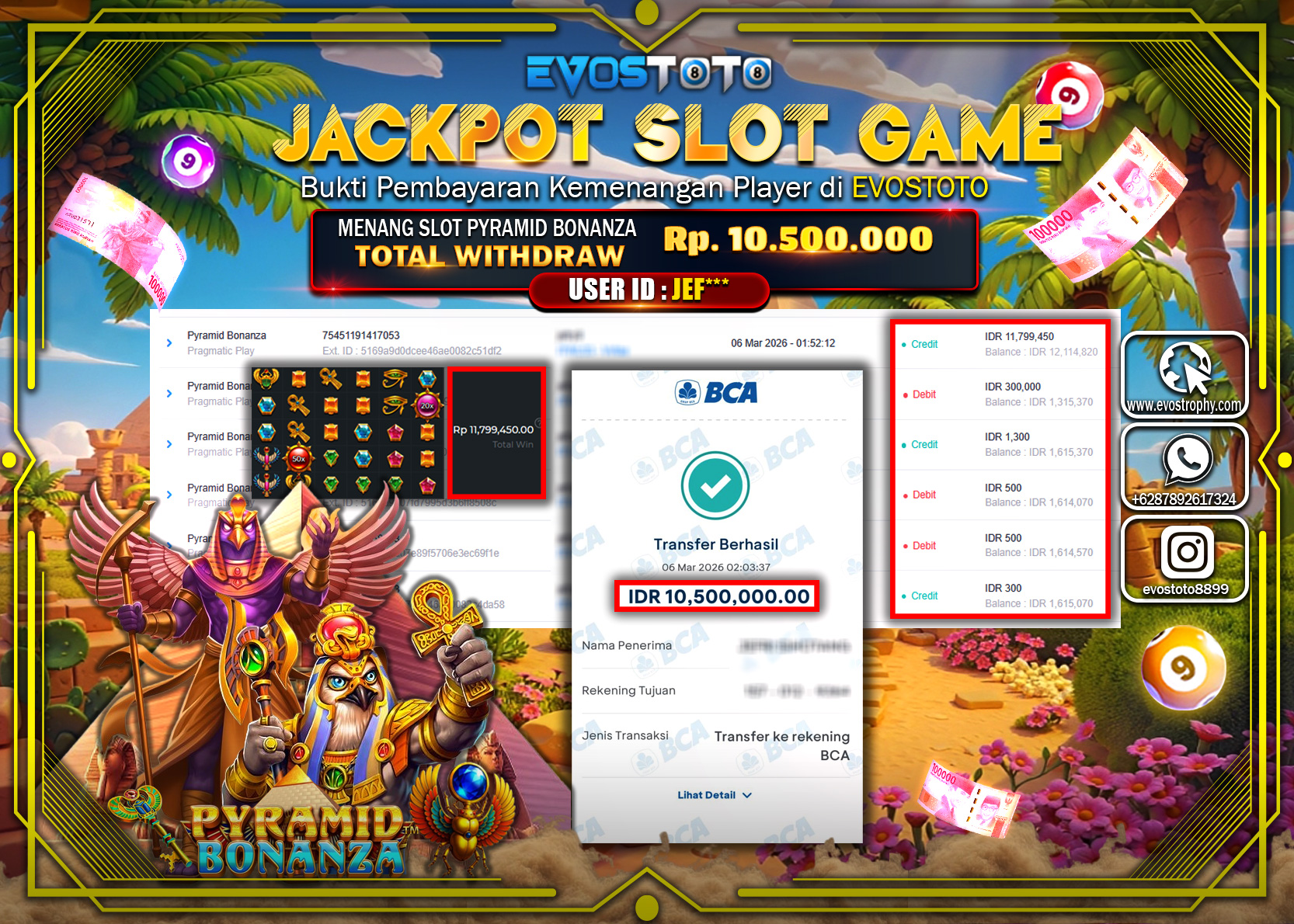 PEMBAYARAN JACKPOT SLOT PYRAMID BONANZA Rp.10.500.000 DI BAYAR LANGSUNG !