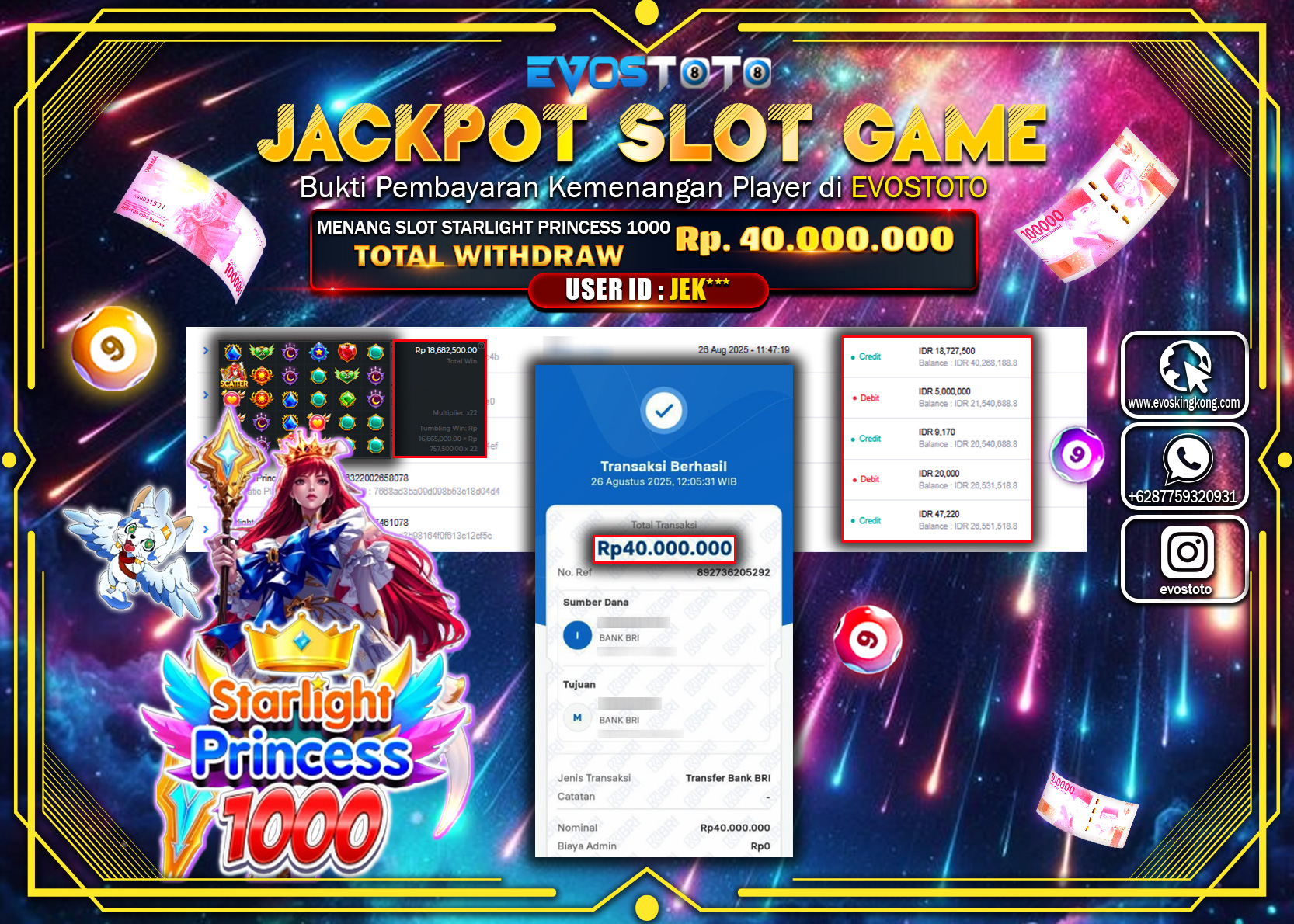 PEMBAYARAN JACKPOT SLOT STARLIGHT PRINCESS 1000 Rp40.000.000 DI BAYAR LANGSUNG !