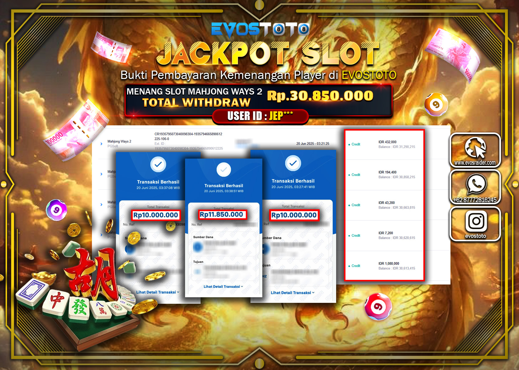 PEMBAYARAN JACKPOT SLOT MAHJONG WAYS 2 30.850.000 DI BAYAR LANGSUNG !
