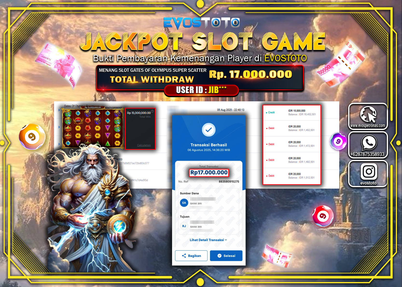 PEMBAYARAN JACKPOT SLOT GATES OF OLYMPUS SUPER SCATTER Rp17.000.000 DI BAYAR LANGSUNG !