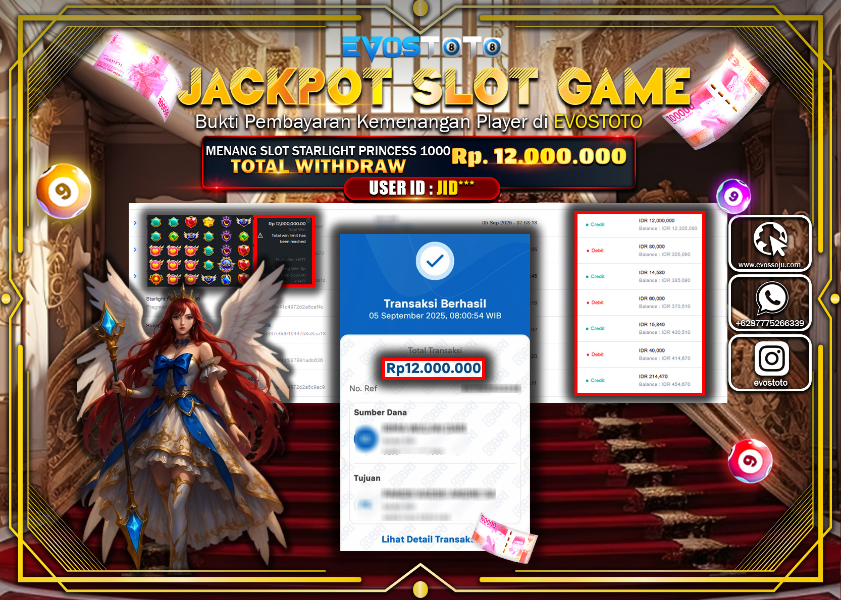 PEMBAYARAN JACKPOT SLOT STARLIGHT PRINCESS 1000 Rp12.000.000 DI BAYAR LANGSUNG !
