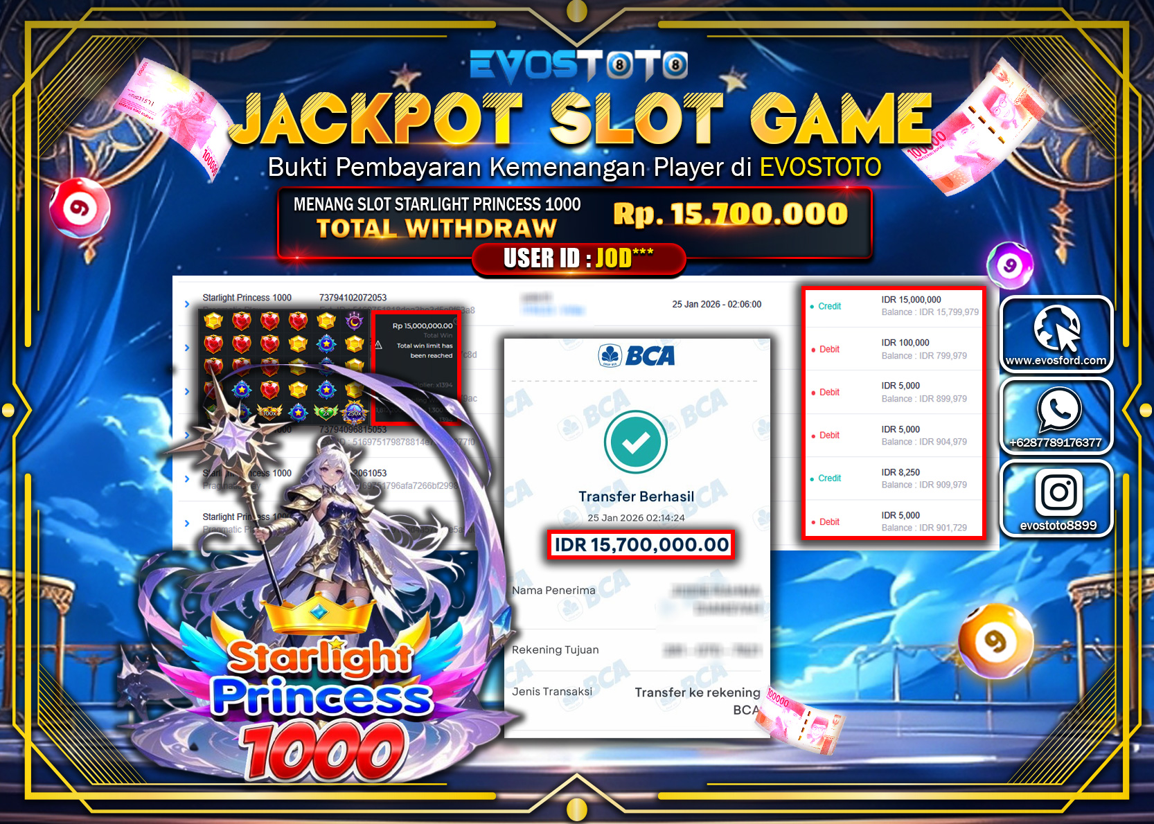 PEMBAYARAN JACKPOT SLOT STARLIGHT PRINCESS 1000 Rp.15.700.000 DI BAYAR LANGSUNG !