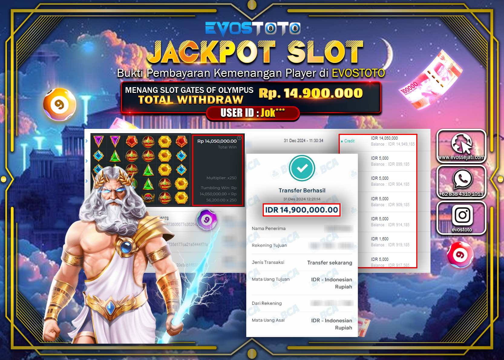 PEMBAYARAN JACKPOT GATES OF OLYMPUS  Rp.10.000.000 DI BAYAR LANGSUNG !