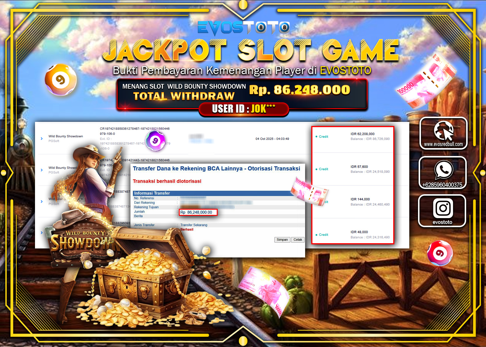 PEMBAYARAN JACKPOT SLOT WILD BOUNTY SHOWDOWN  Rp86.248.000 DI BAYAR LANGSUNG !