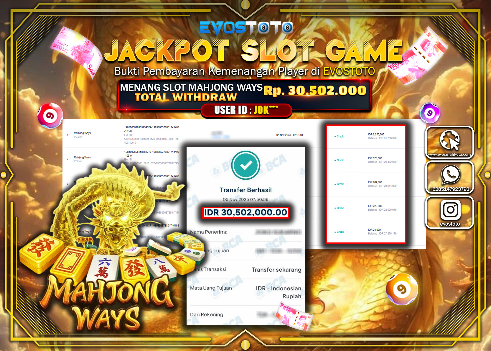 PEMBAYARAN JACKPOT SLOT MAHJONG WAYS Rp30.502.000 DI BAYAR LANGSUNG !