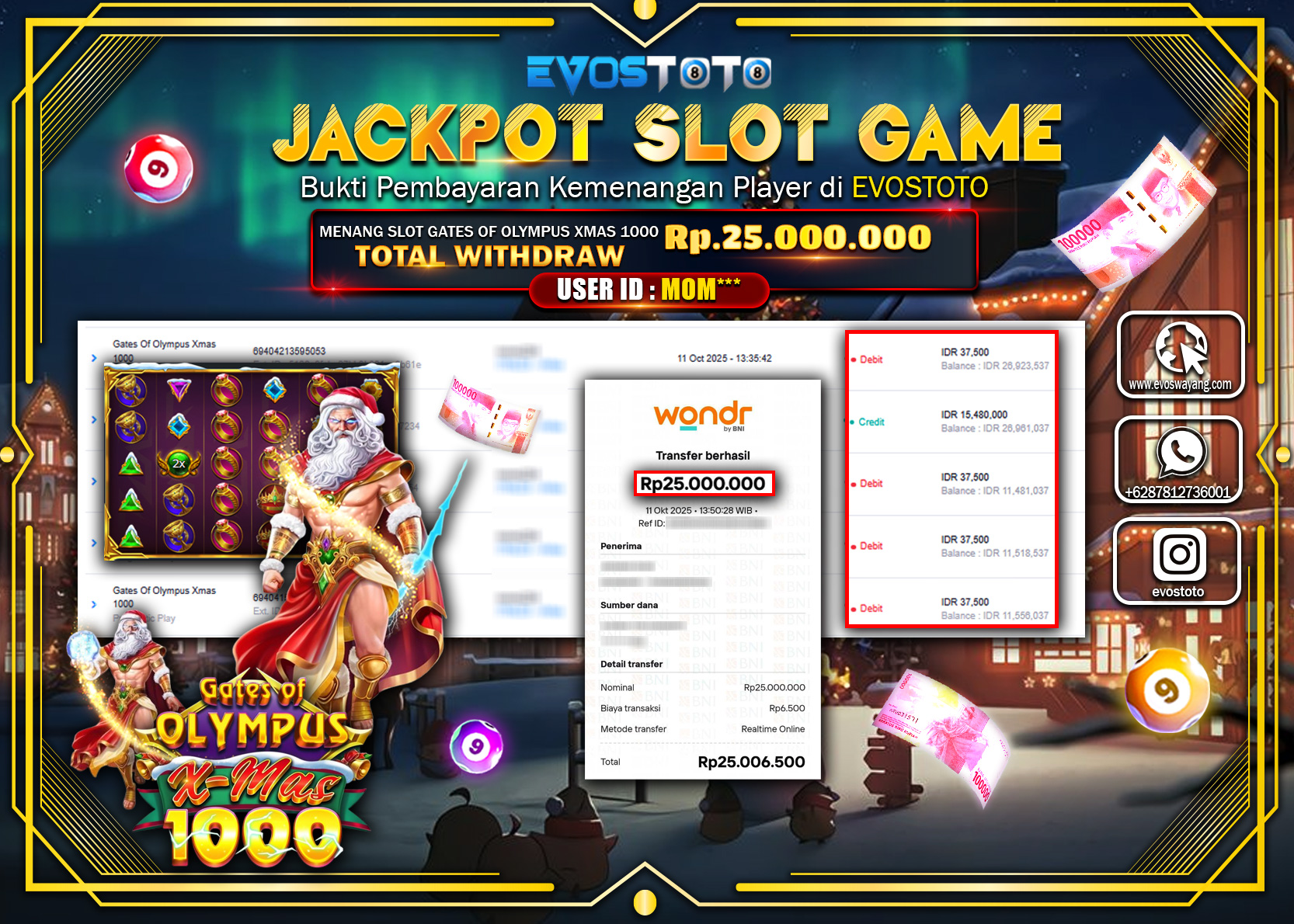 PEMBAYARAN JACKPOT SLOT GATES OF OLYMPUS XMAS 1000  Rp25.000.000 DI BAYAR LANGSUNG !