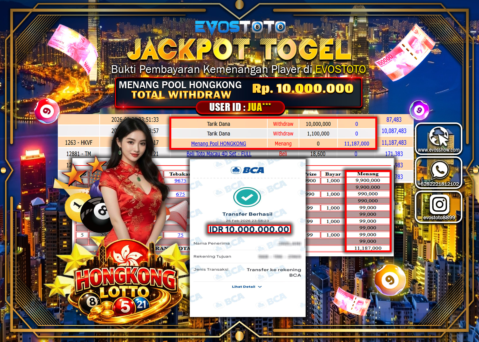 PEMBAYARAN JACKPOT TOGEL POOL HONGKONG Rp.10.000.000 DI BAYAR LANGSUNG !